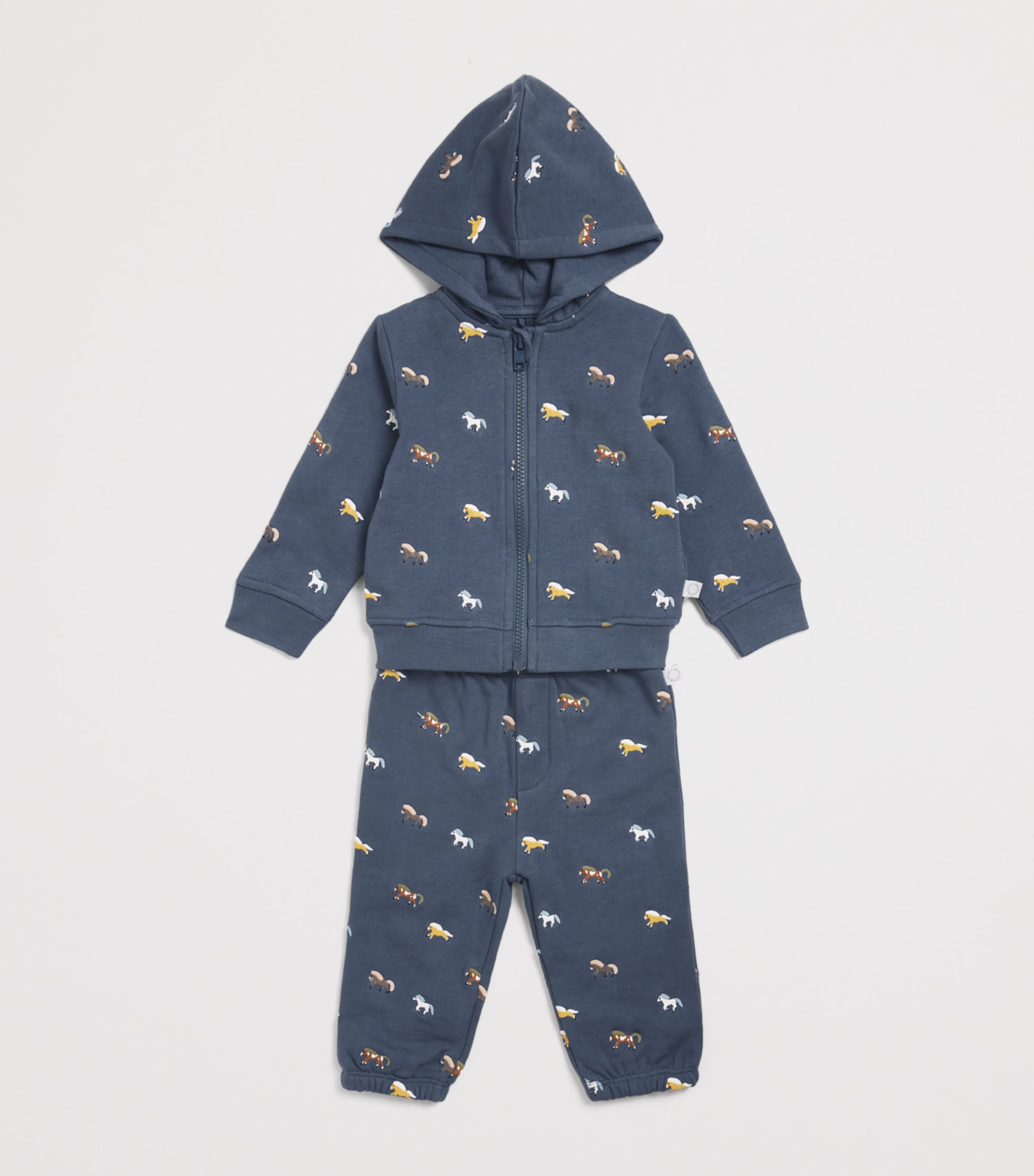 Stella McCartney Kids Cotton Horse Zip-Up Hoodie (6-36 Months) Avio/embroidery Image 2