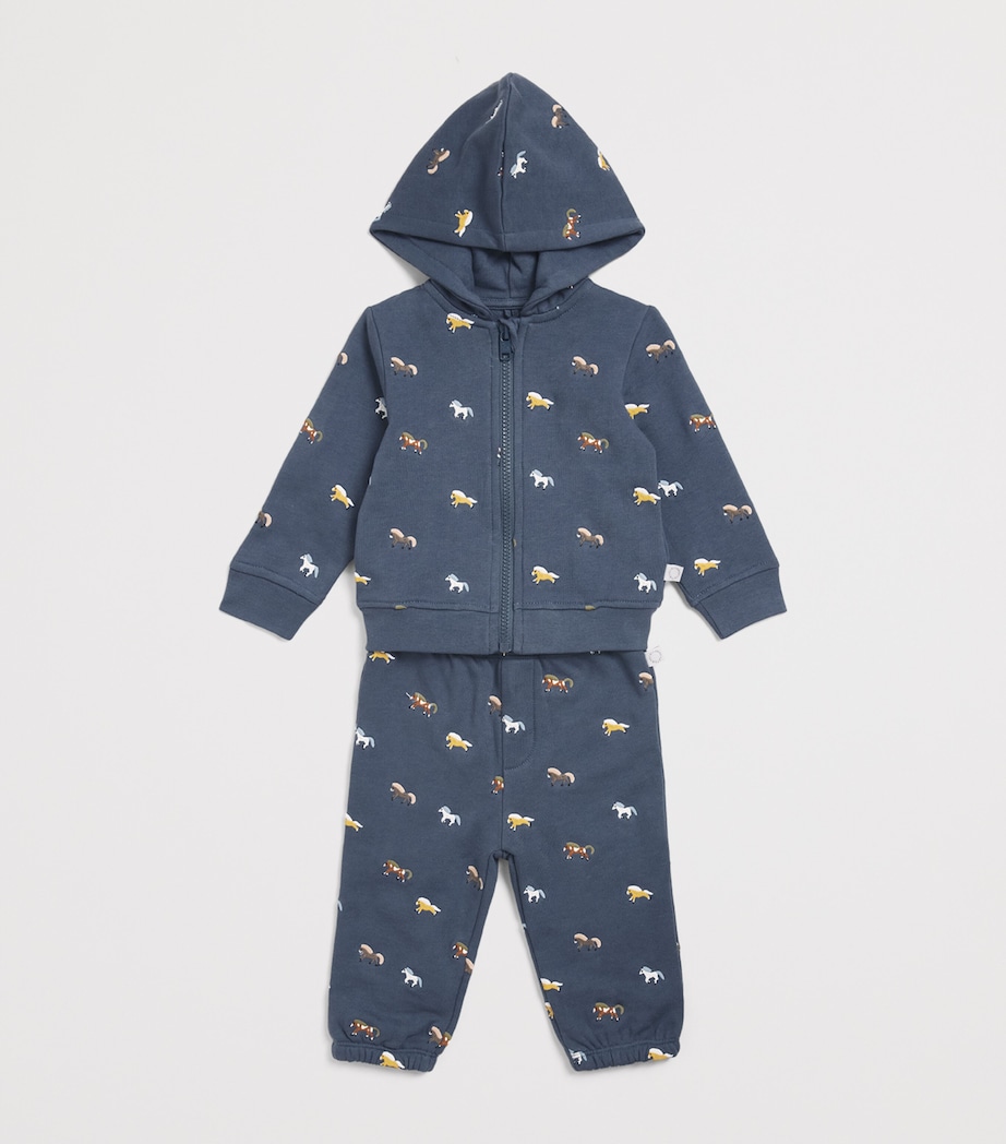 Stella McCartney Kids Cotton Horse Zip-Up Hoodie (6-36 Months) Avio/embroidery Image 2