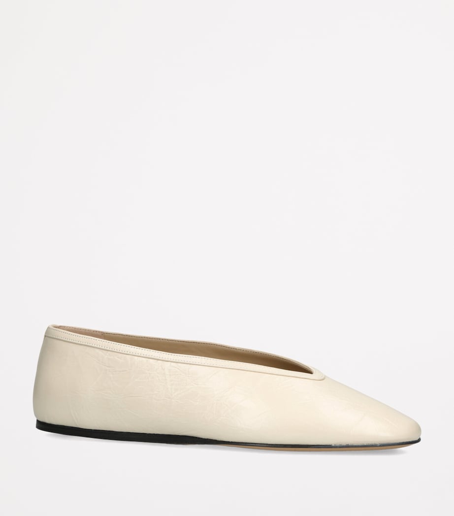Leather Luna Ballet Flats WHITE Image 4