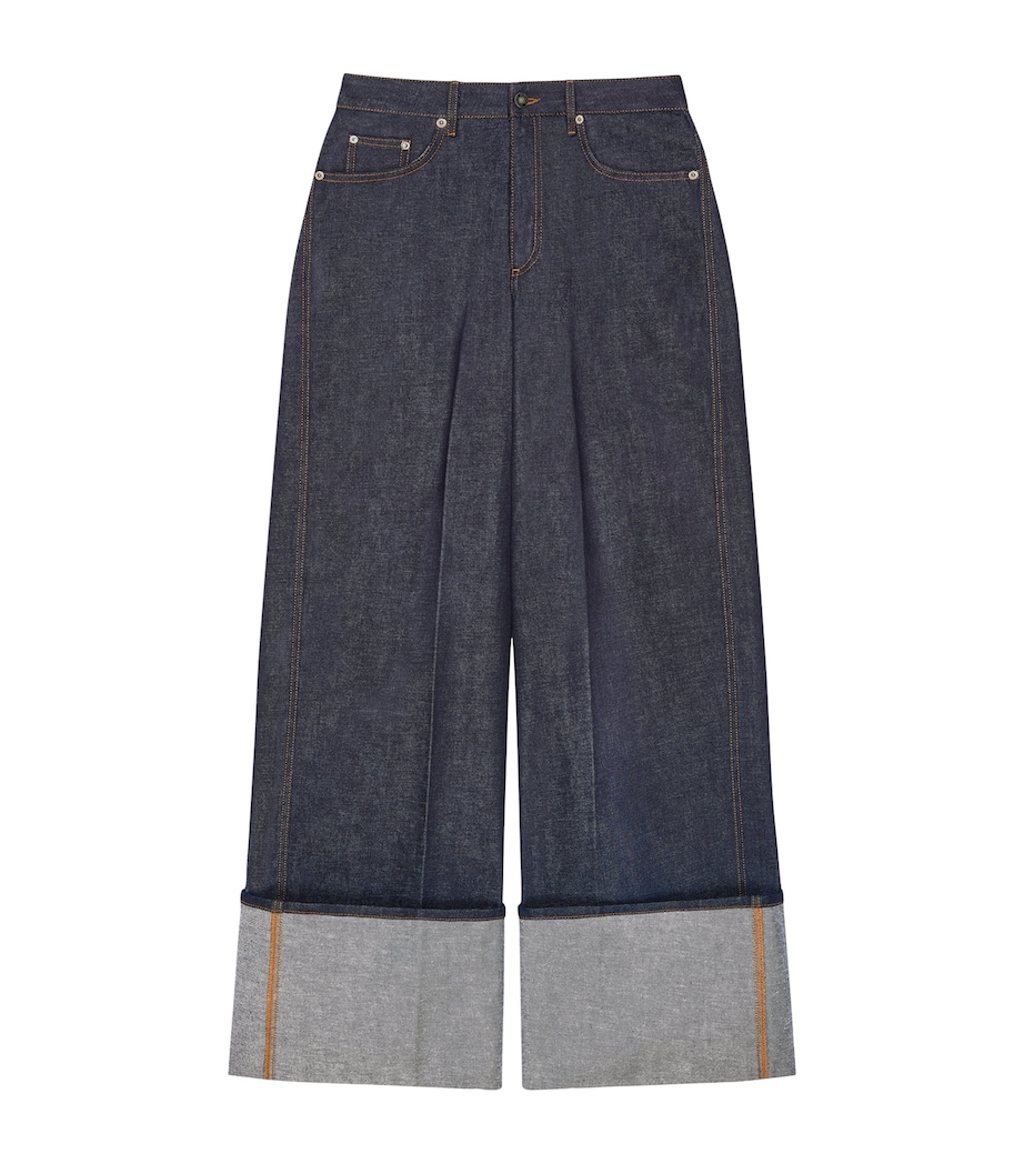Givenchy Womens Raw Denim Turn Up Jeans Dark Blue Image 1