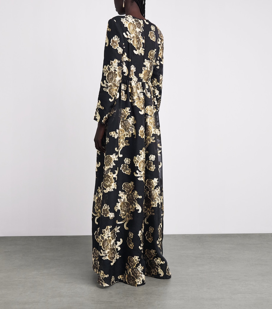 Huishan Zhang Womens Embroidered Amanda Gown Black/gold Image 4