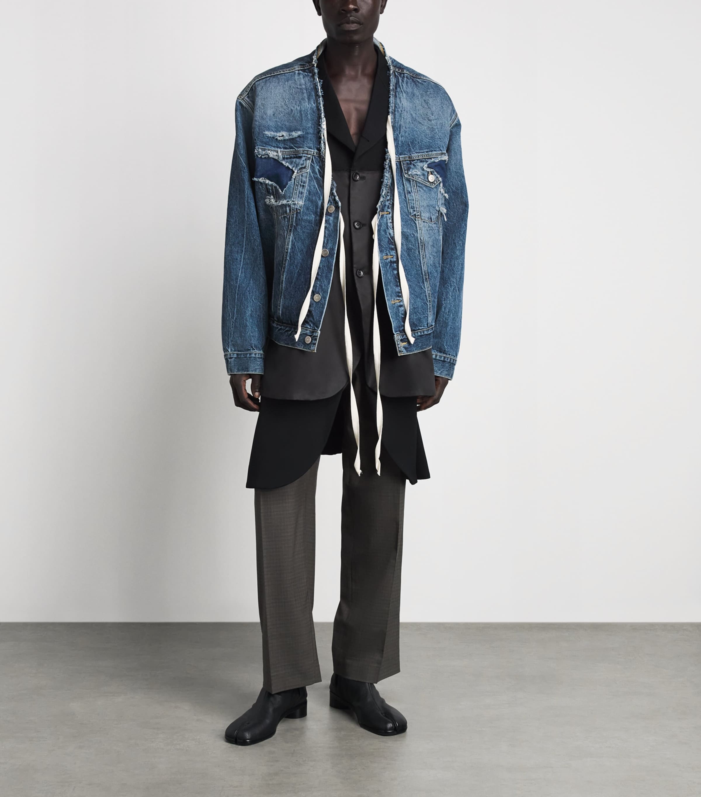 Maison Margiela Mens Distressed Assemblage Denim Jacket Nw Medium Blu Image 2