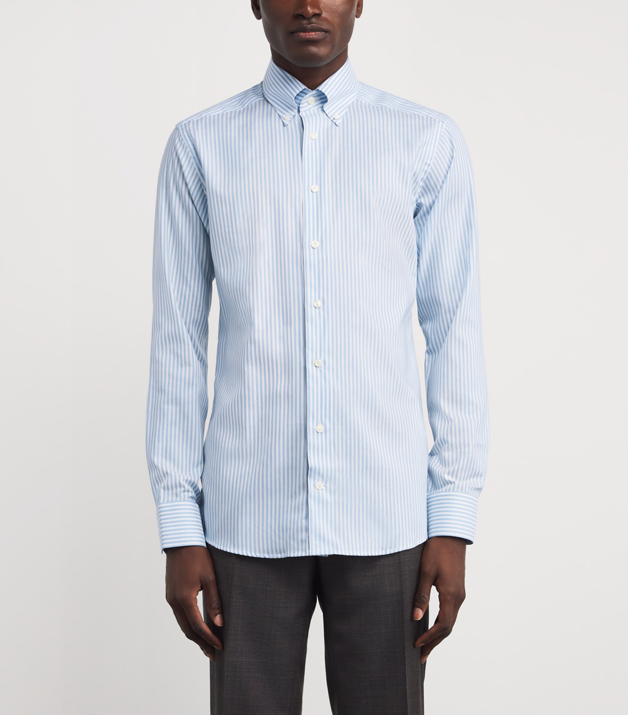 Eton Mens Cotton Signature Oxford Slim Shirt Light Blue Image 3