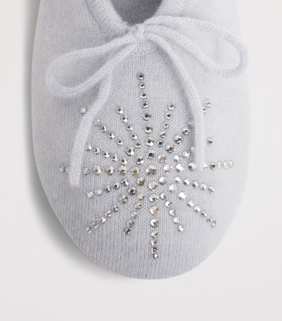 William Sharp Cashmere Embellished Dolly Slippers Blue Mist Blue Shade Image 6