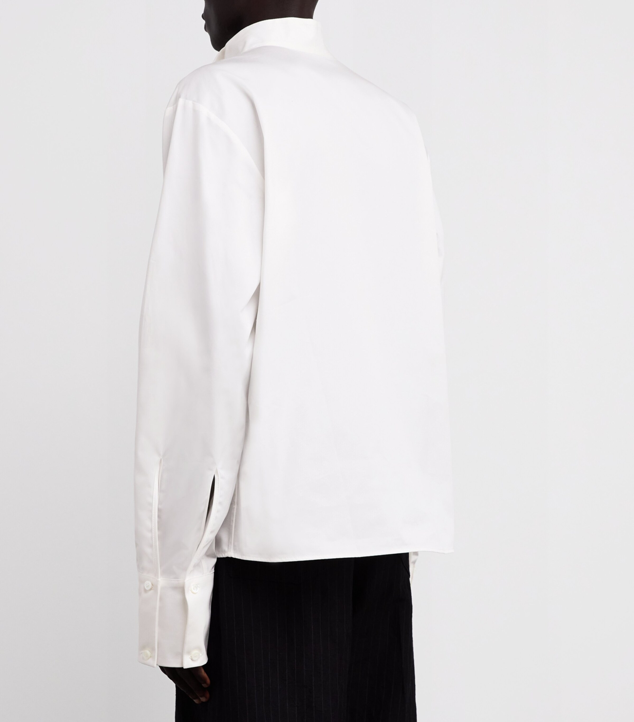 424 Mens Cotton Pleated Shirt Salt White Image 4