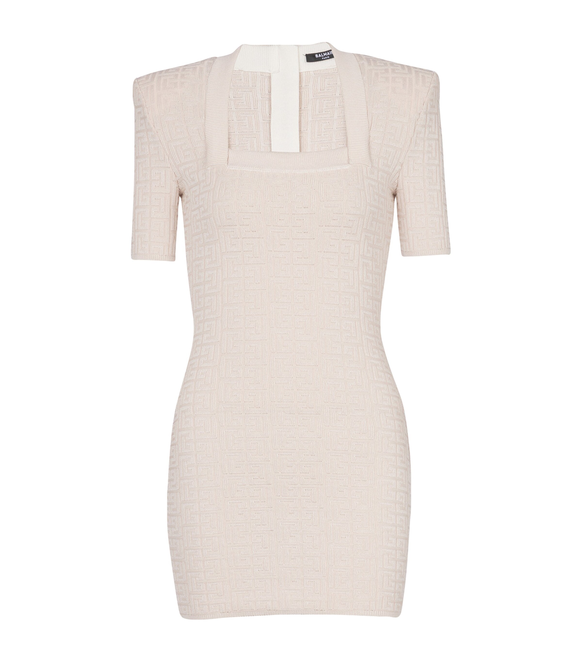 【関税&送料込】Balmain Pb Labyrinth Monogram Dress PB Labyrinth knit dress beige beige - Women | BALMAIN