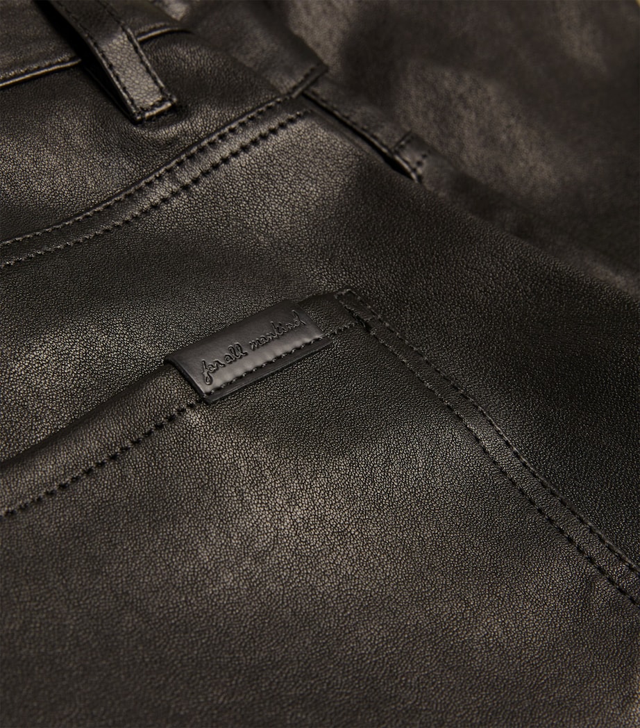 Leather Low-Rise Bootcut Jeans BLACK Image 5