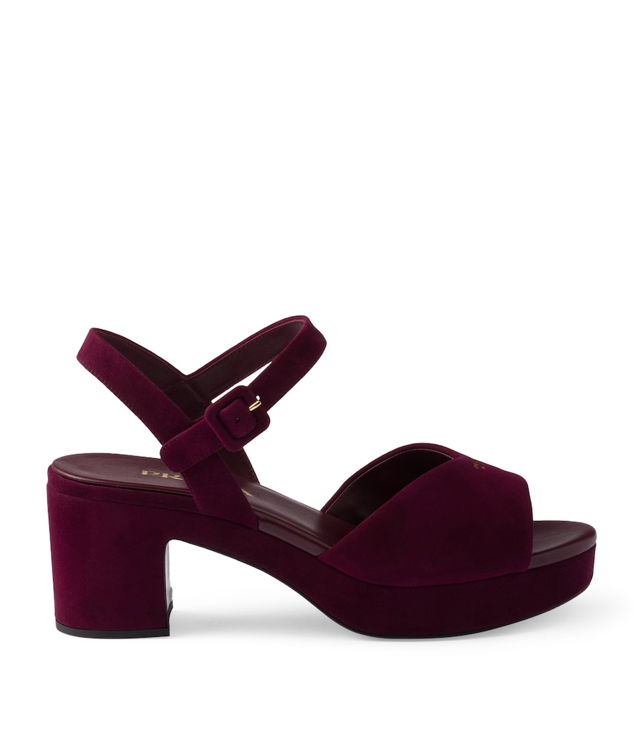 Prada Suede Padded Heeled Sandals 65 Image 1