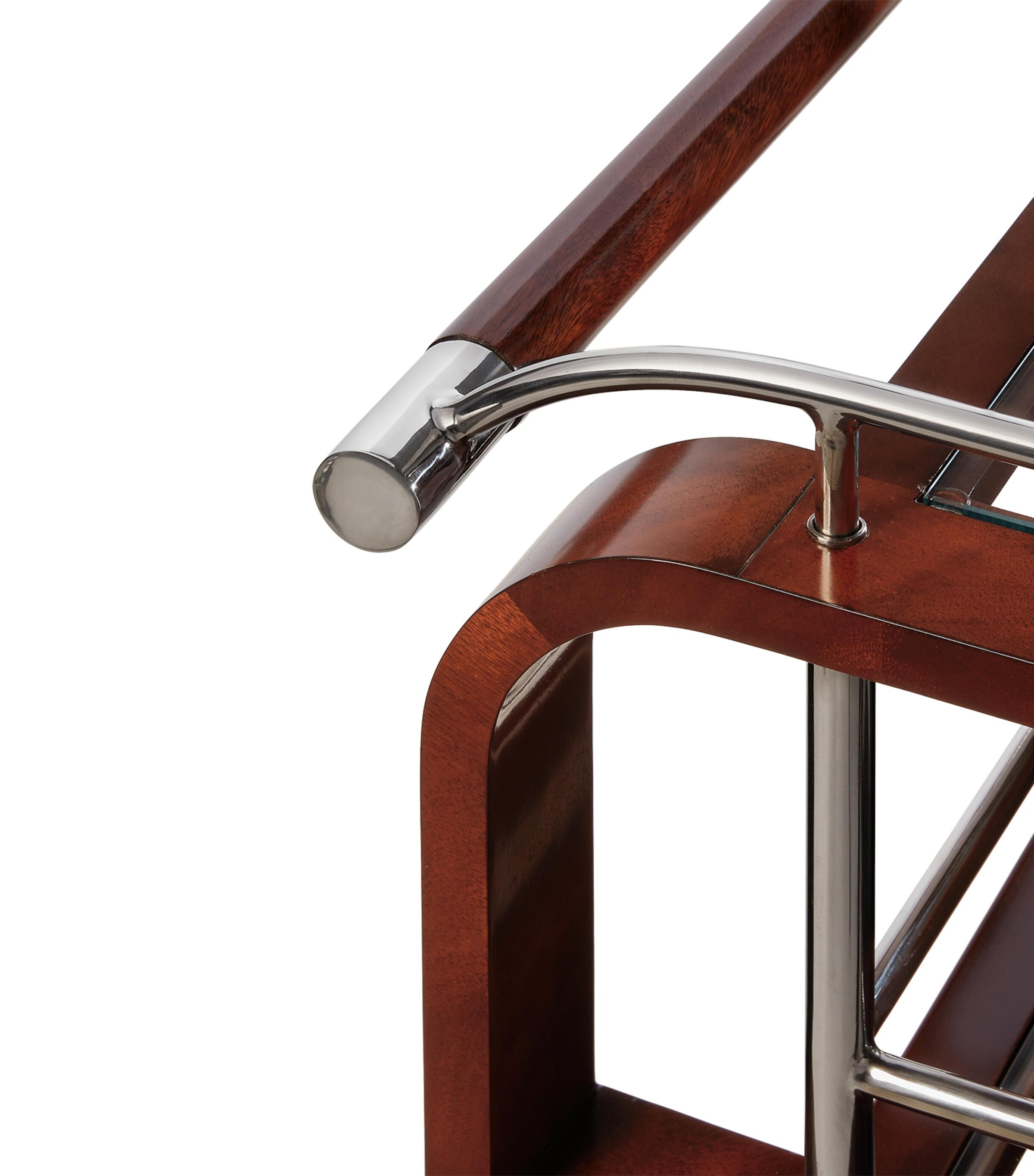 Mahogany, Glass and Stainless Steel Duke Bar Cart PENTHOUSE MAHOGANY Image 6