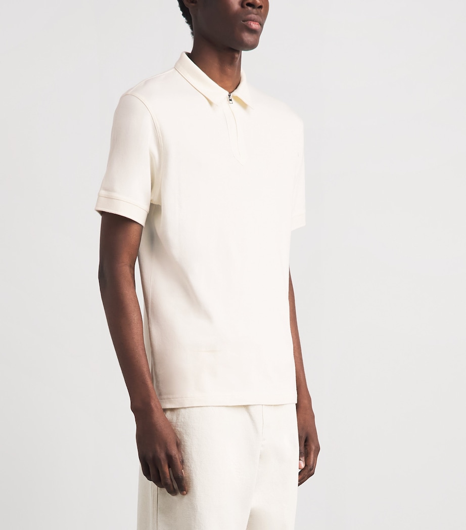 Barbour Mens Zip-Up Crackehall Polo Shirt Whisper White Image 4