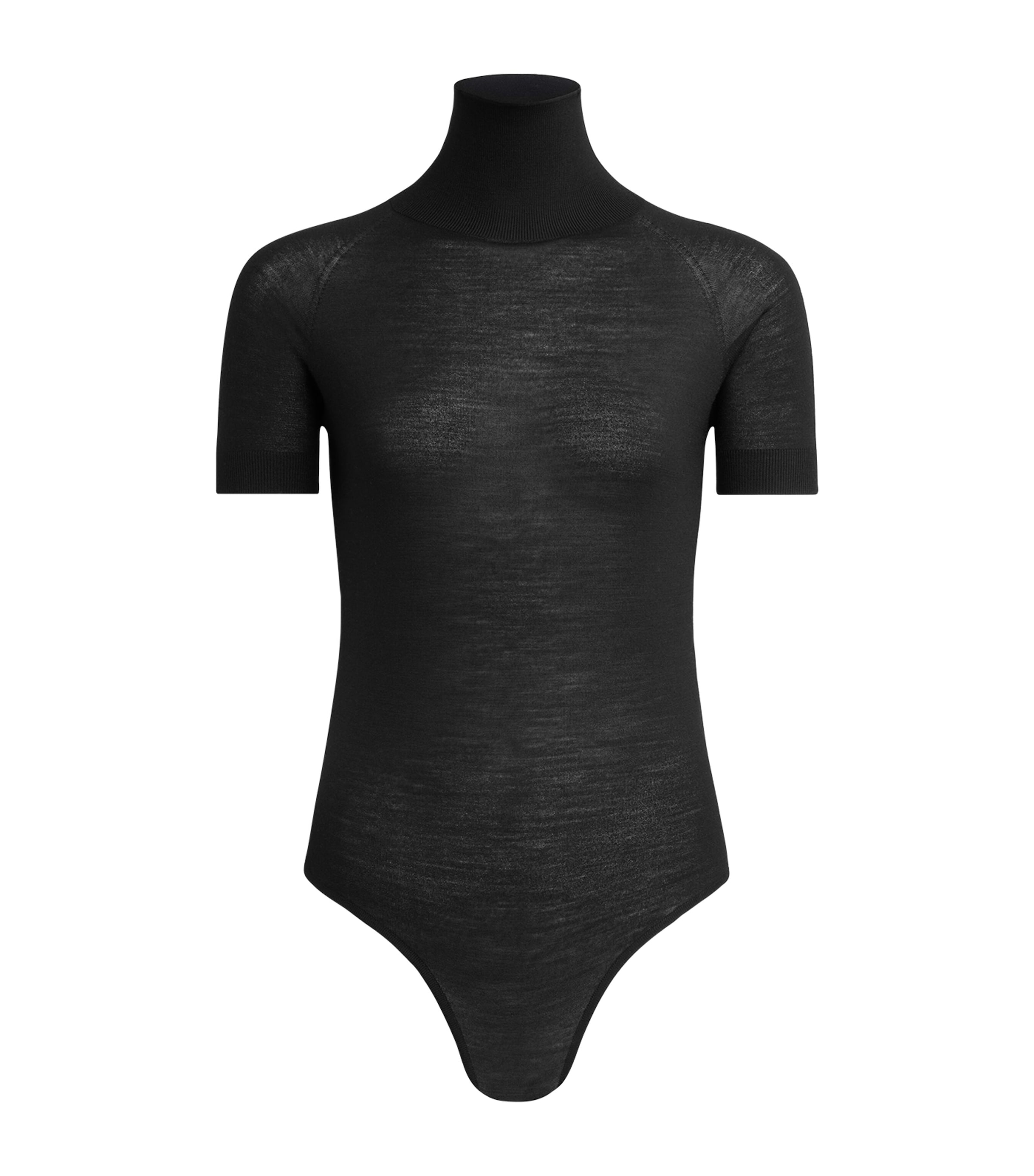 Shop Alaïa Wool Short-sleeve Bodysuit In Black