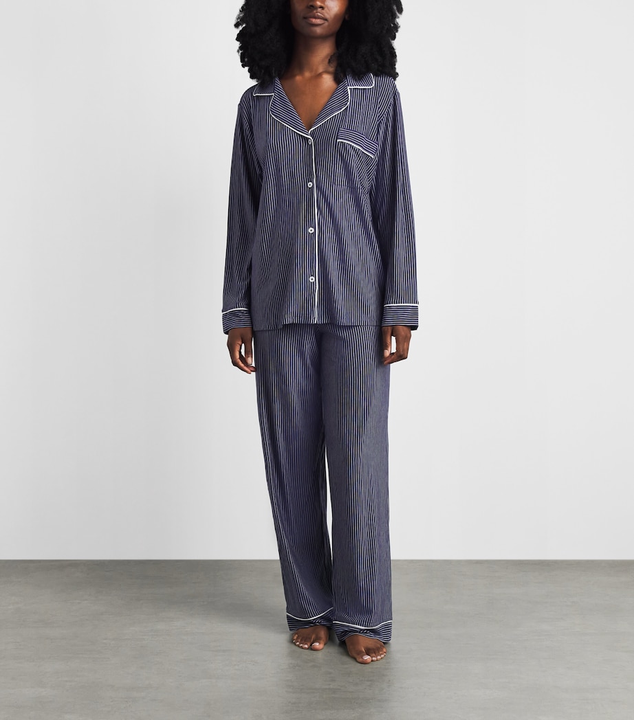Eberjey Womens Gisele Pyjama Set Duo Stripe Nvy/ivory Image 2
