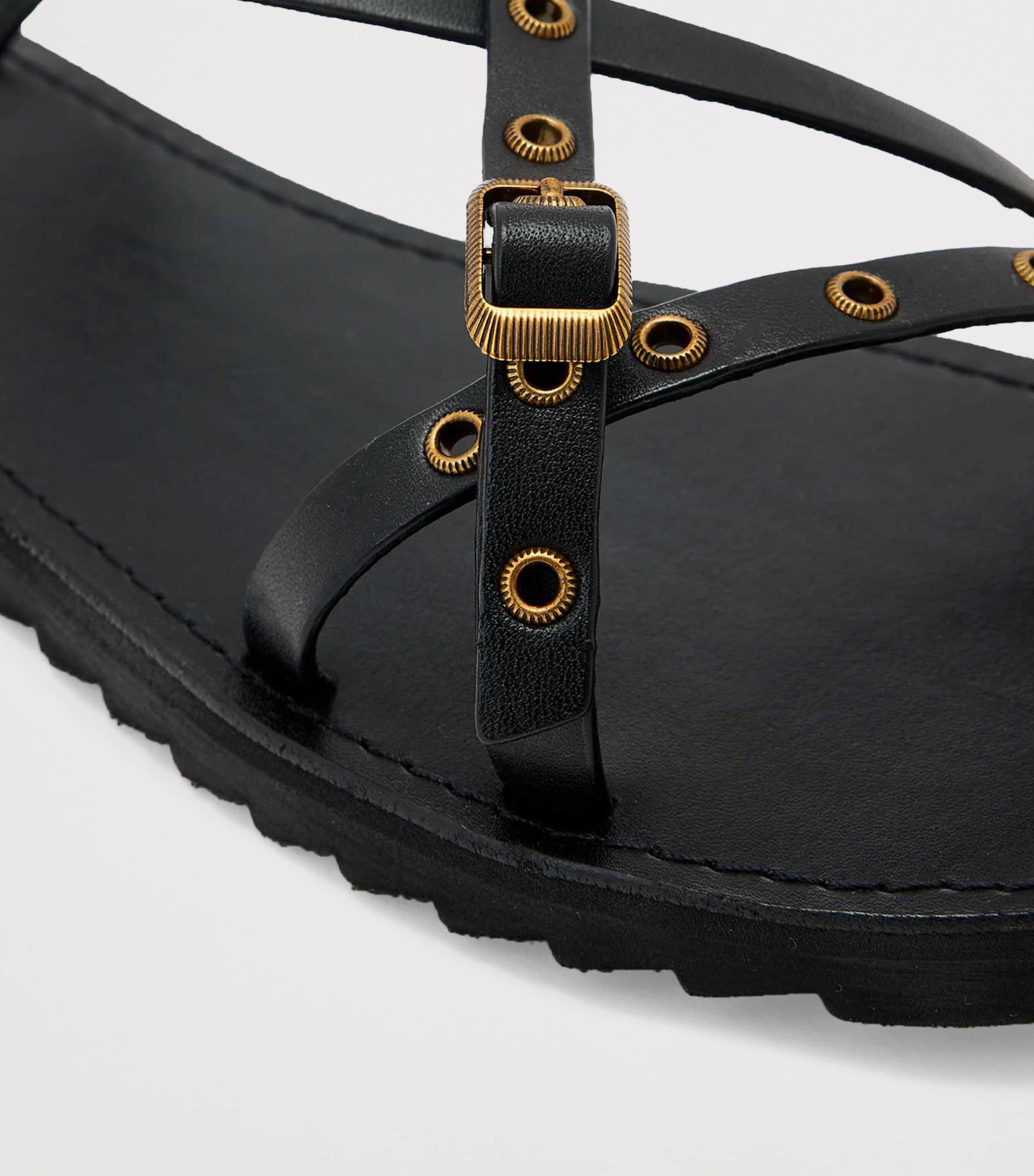 AllSaints Leather Tyla Eyelet Sandals Black Image 5