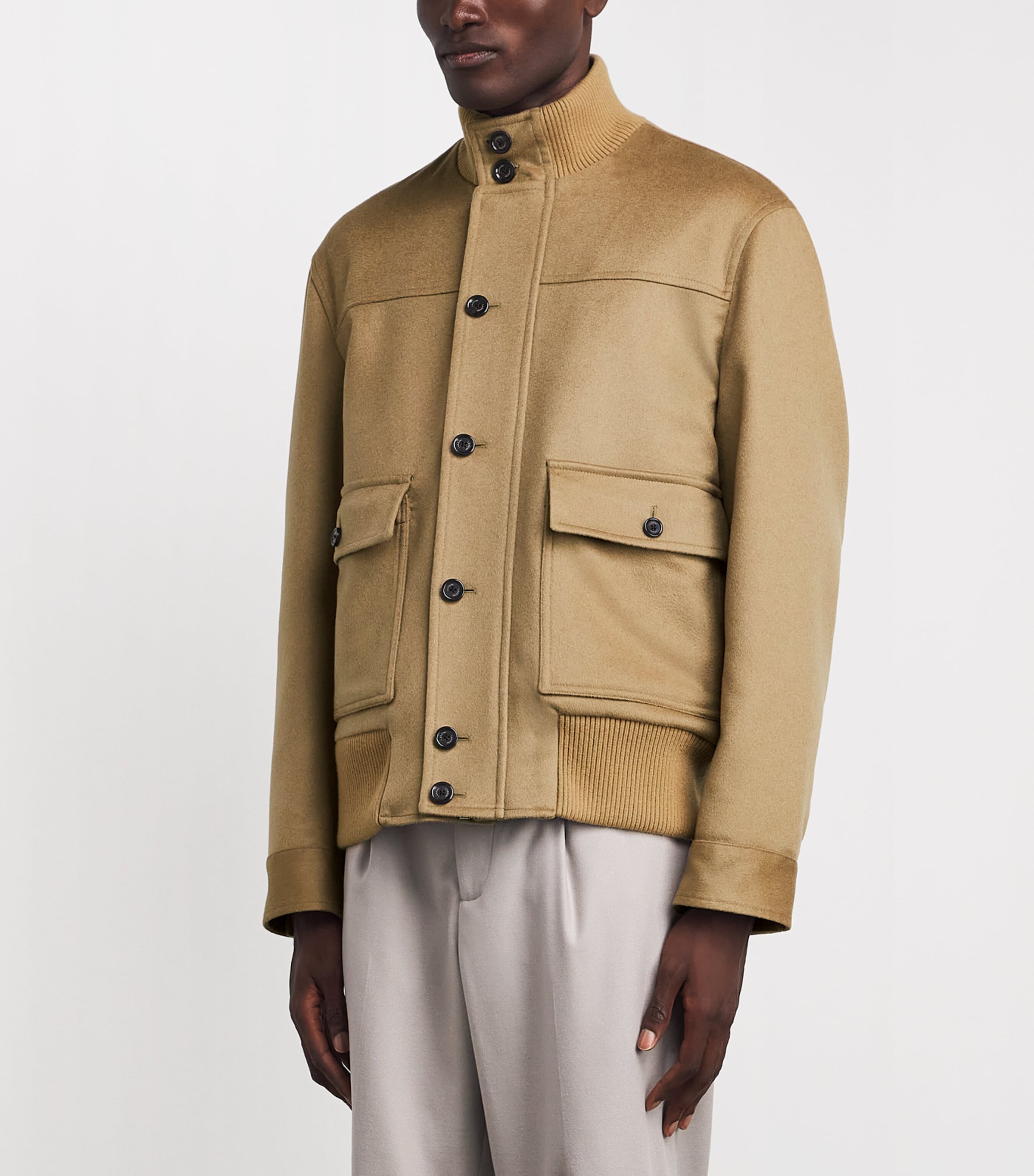 Lardini Mens Cashmere Bomber Jacket Camel Image 4