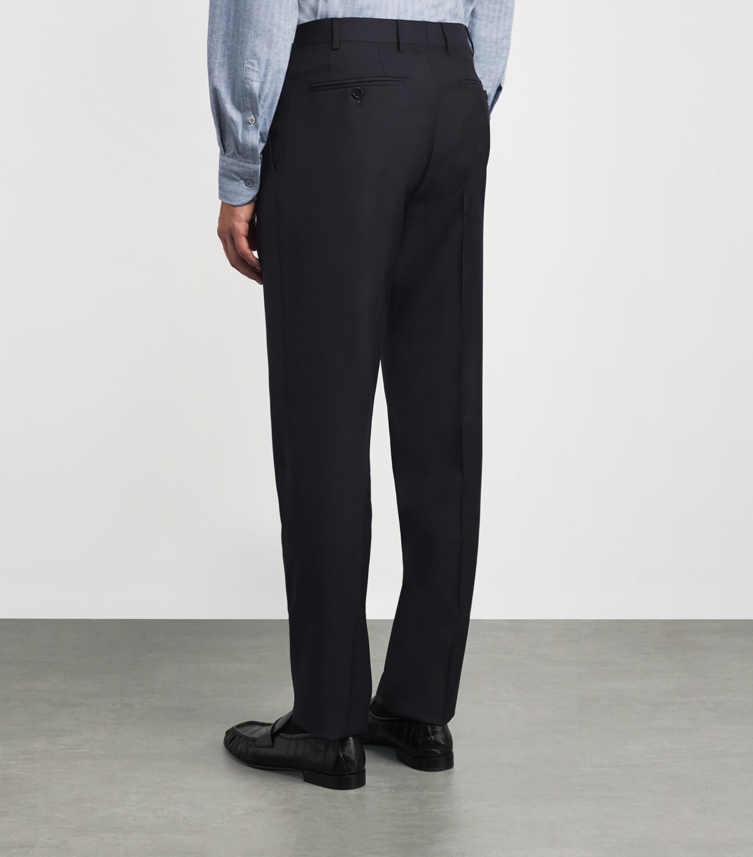 Wool Straight Trousers 31 NAVY Image 4