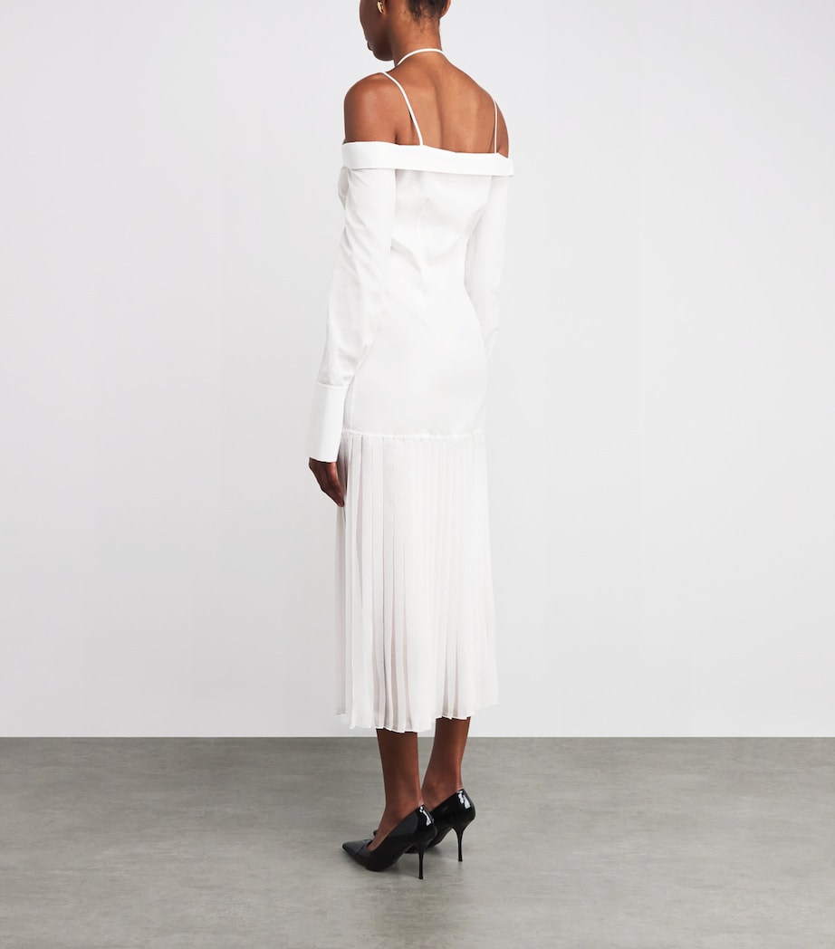 Cotton Midi Shirt Dress WHITE Image 3