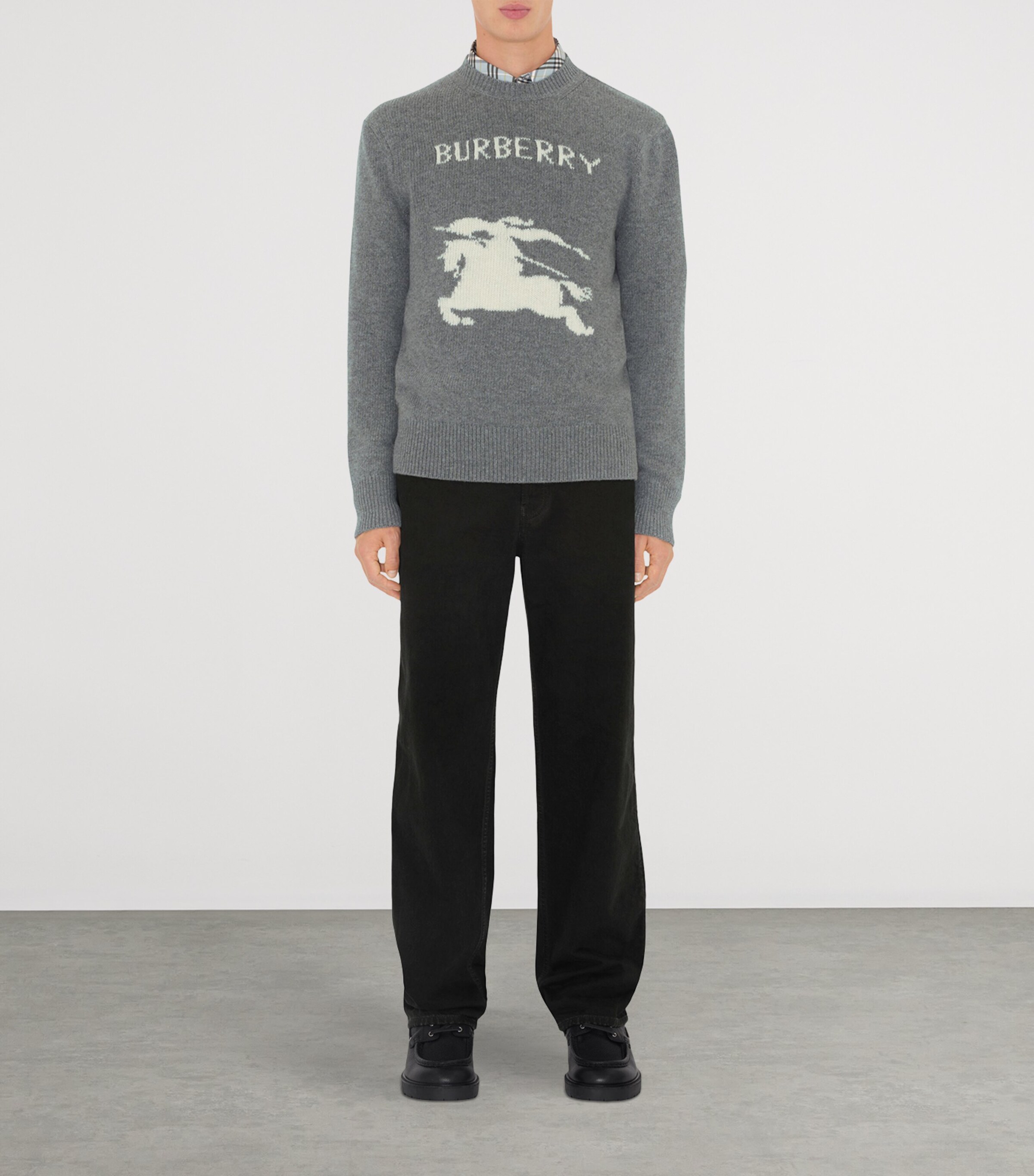 Burberry Grey Wool-Cashmere EKD Sweater Harrods IT