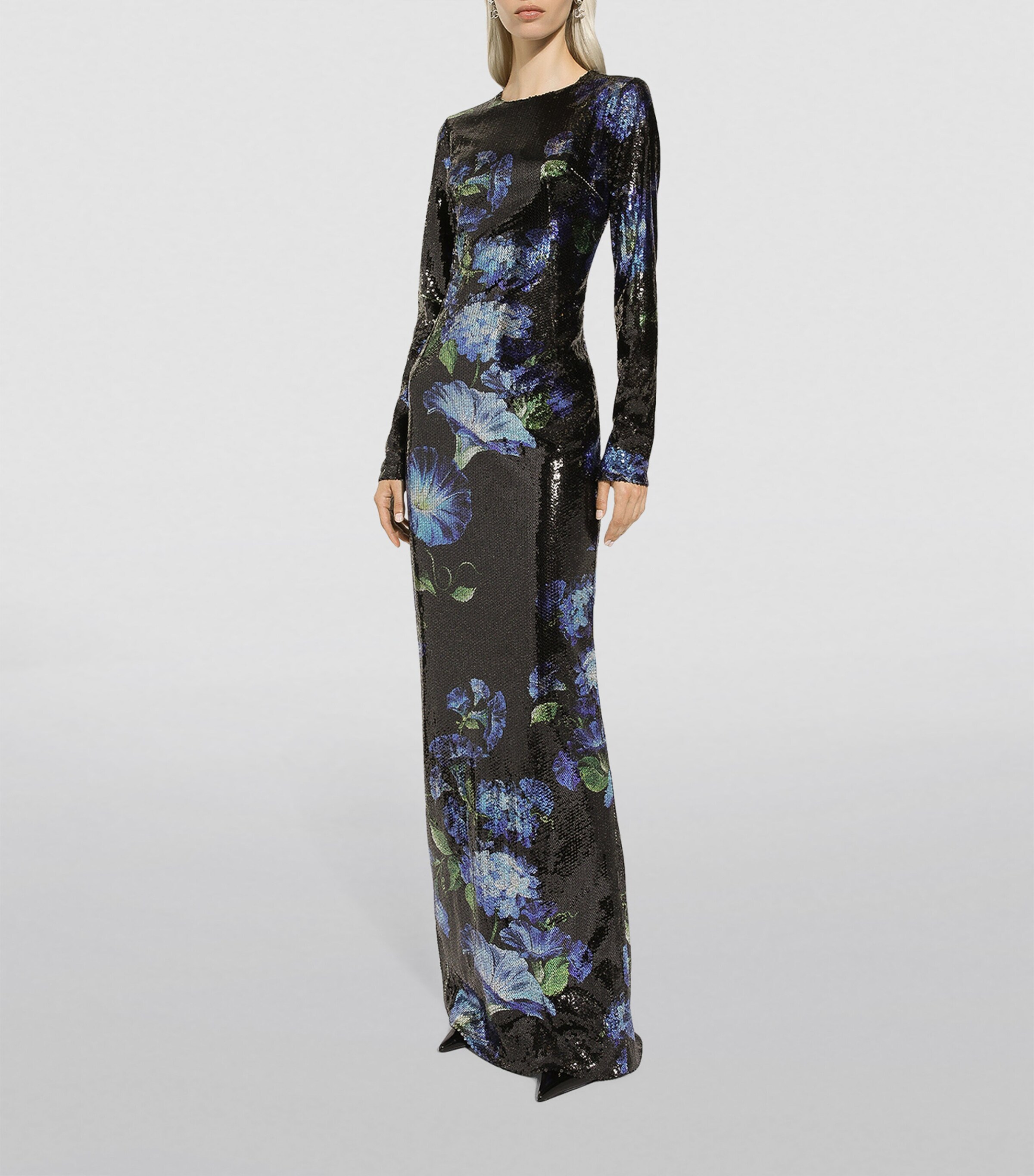 Dolce&Gabbana Womens Sequinned Floral Maxi Dress Campanule Fdo Image 4