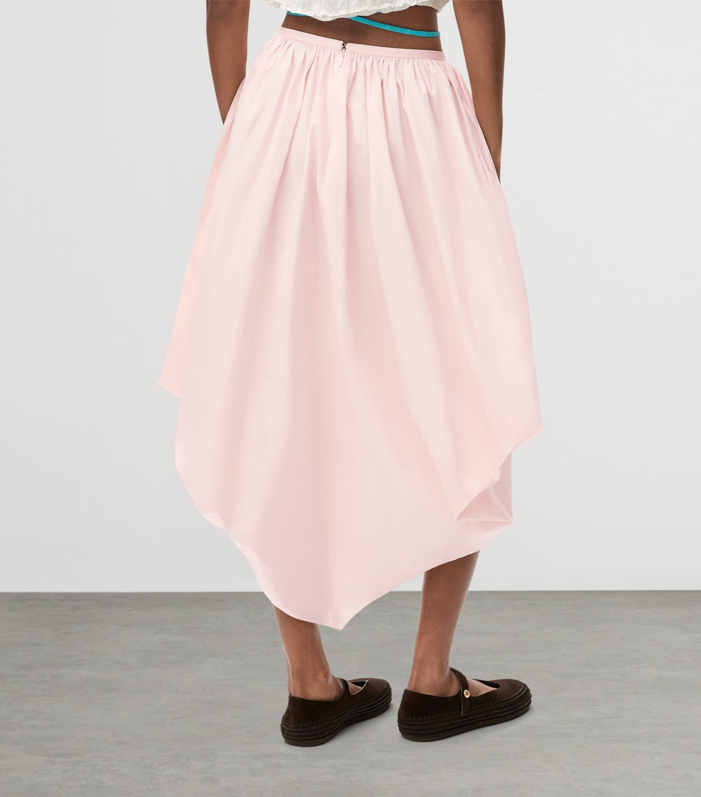 LOEWE Womens x Paula's Ibiza Cotton Draped Midi Skirt Light Pink Image 4