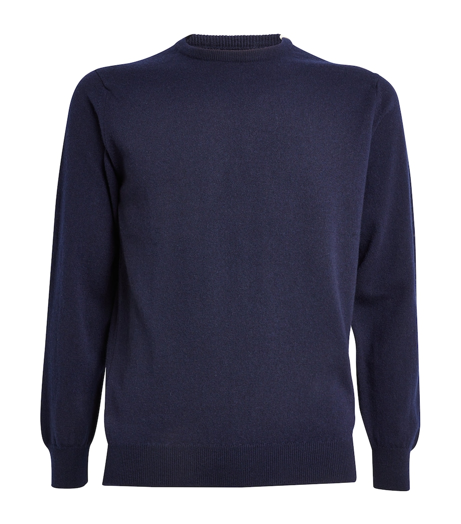 Harrods Mens Cashmere Crew-Neck Sweater Navy Image 1