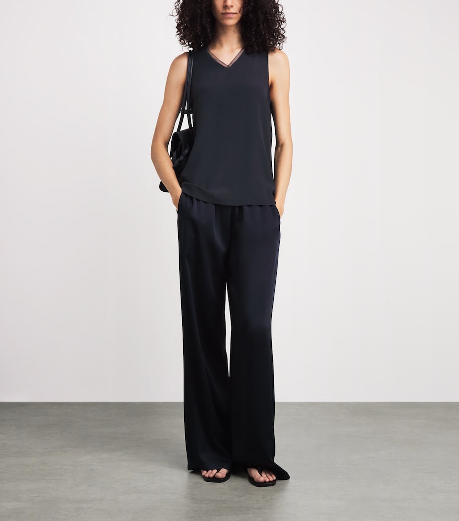 Fabiana Filippi Womens Embellished Crepe Tank Top Blu Notte Image 2