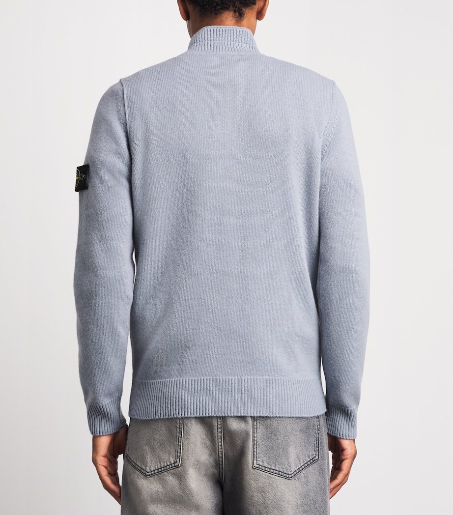 Stone Island Mens Wool-Blend Button-Up Sweater Image 5