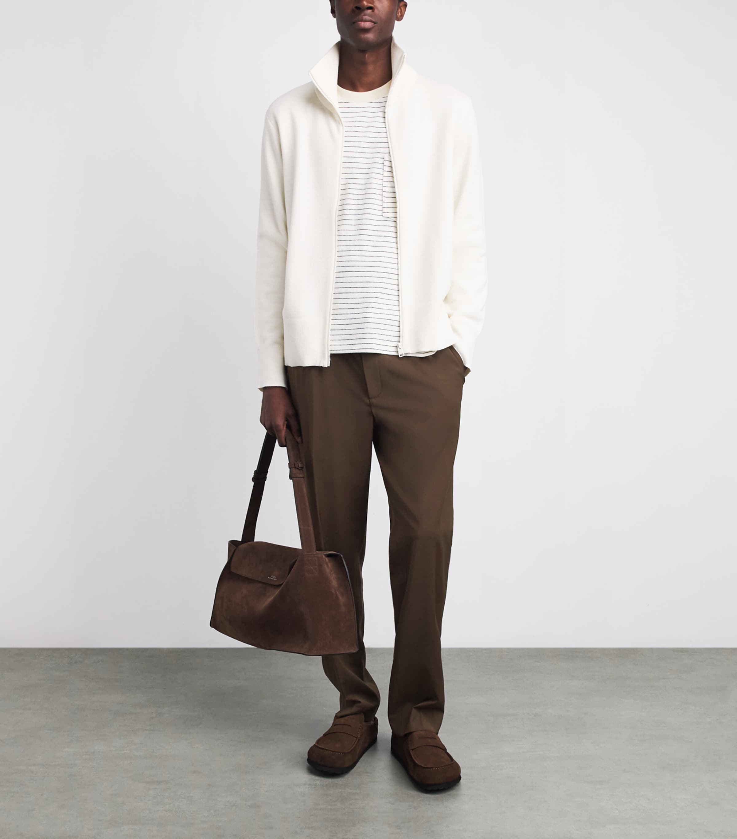 Sandro Paris Mens Wool-Blend Drawstring Trousers Tabac Fonce Image 2