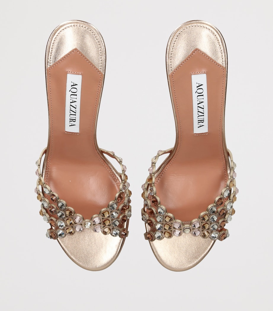 Aquazzura Metallic Leather Embellished Tequila Mules 75 Bronze Image 4