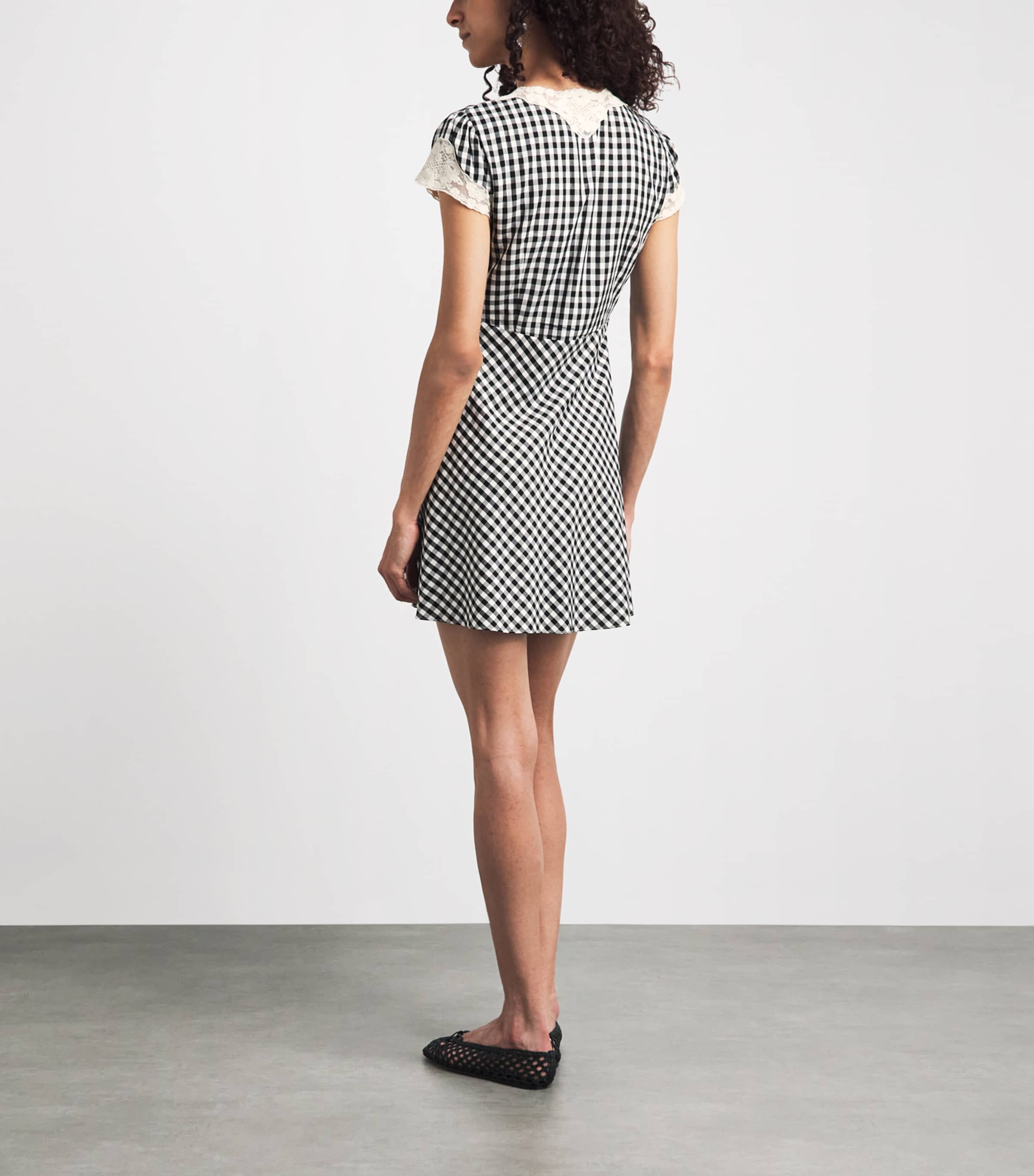 Rixo Womens Check Lacie Mini Dress Beth Check Black Image 4
