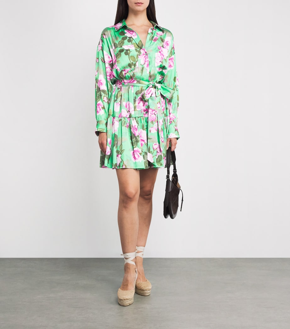 Satin Floral Virlen Mini Dress GSAG-GREEN MULTI Image 2