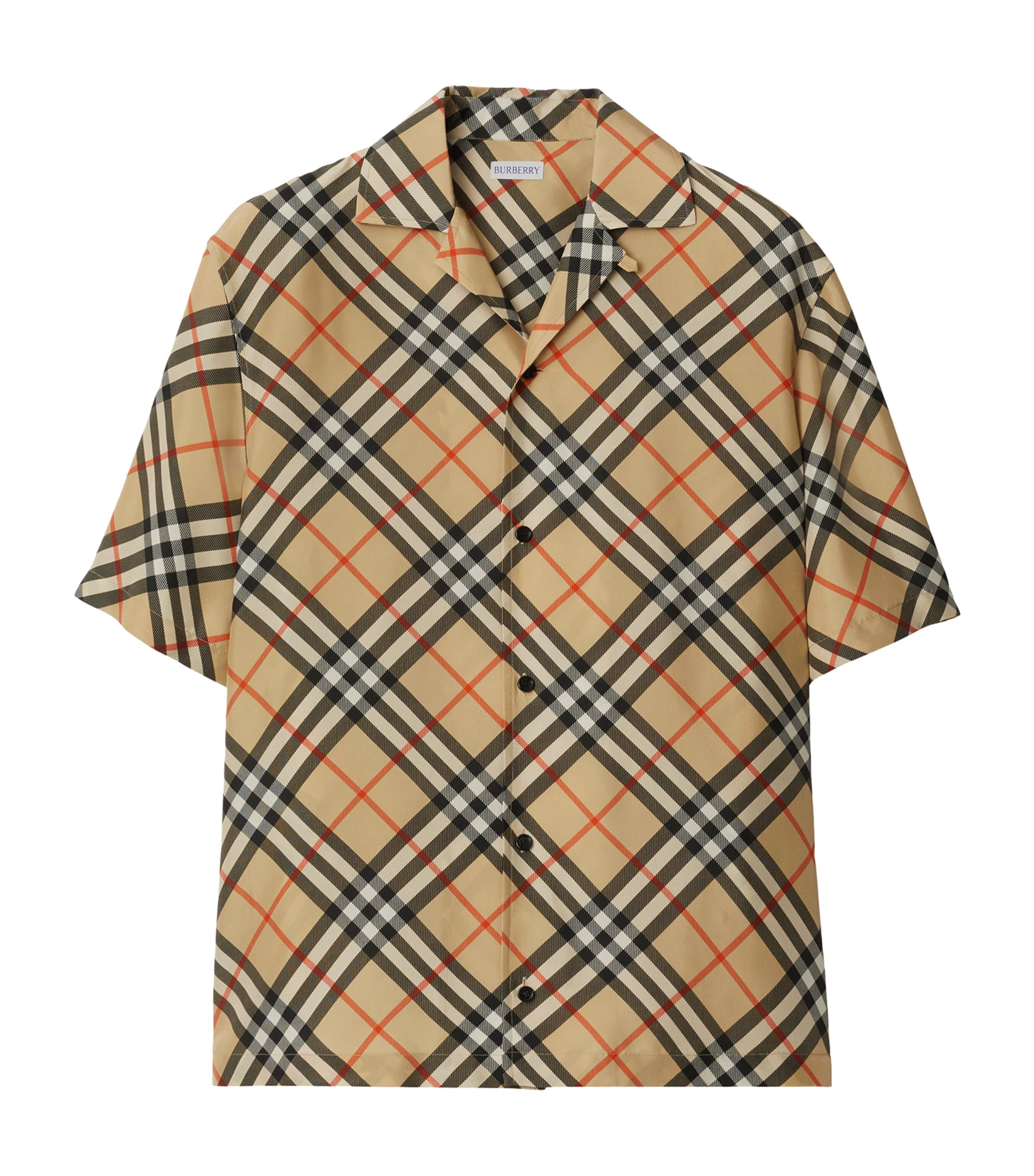 Oversized Silk Check Shirt SAND IP CHECK Image 1