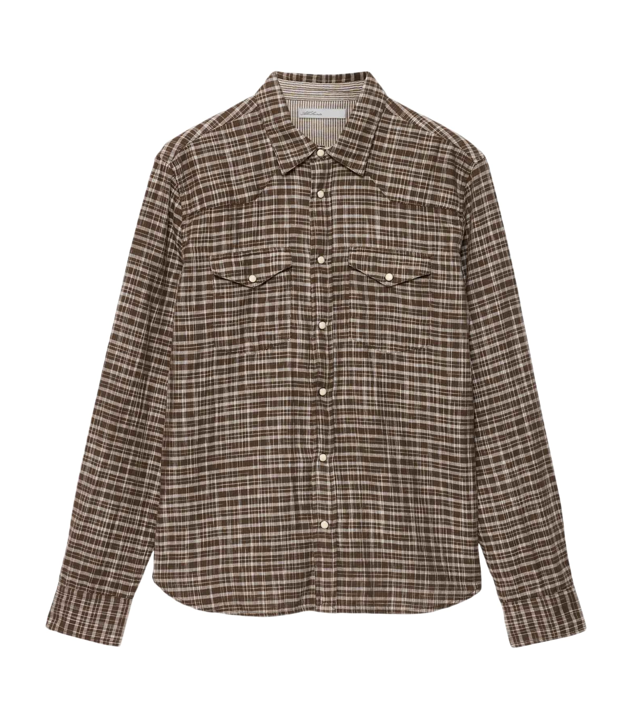 AllSaints Mens Organic Cotton Court Shirt Khaki Brown Image 1