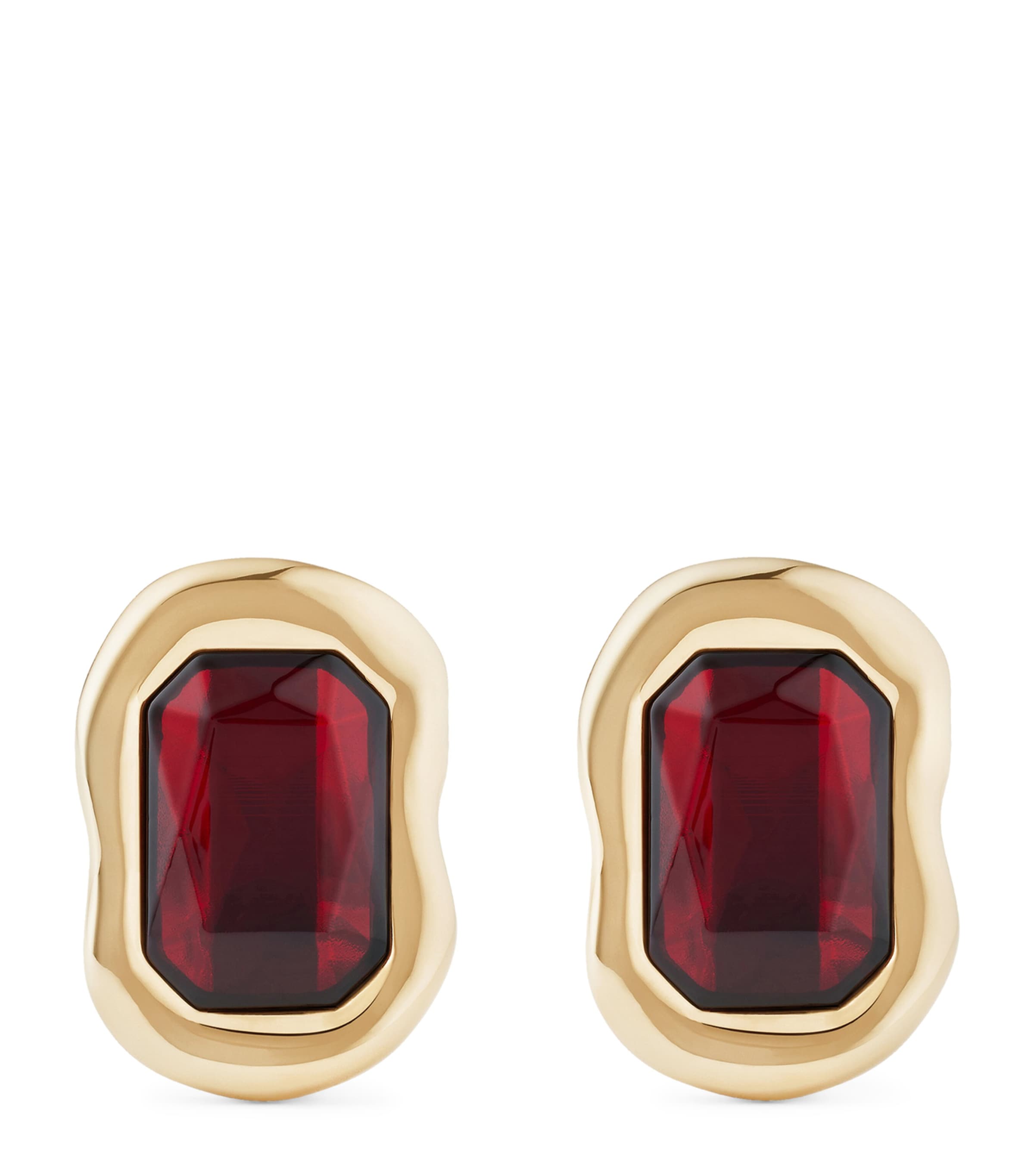 Embellished Sculptural Earrings GOLDEN/RED Image 1