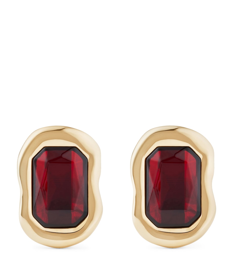 Embellished Sculptural Earrings GOLDEN/RED Image 1