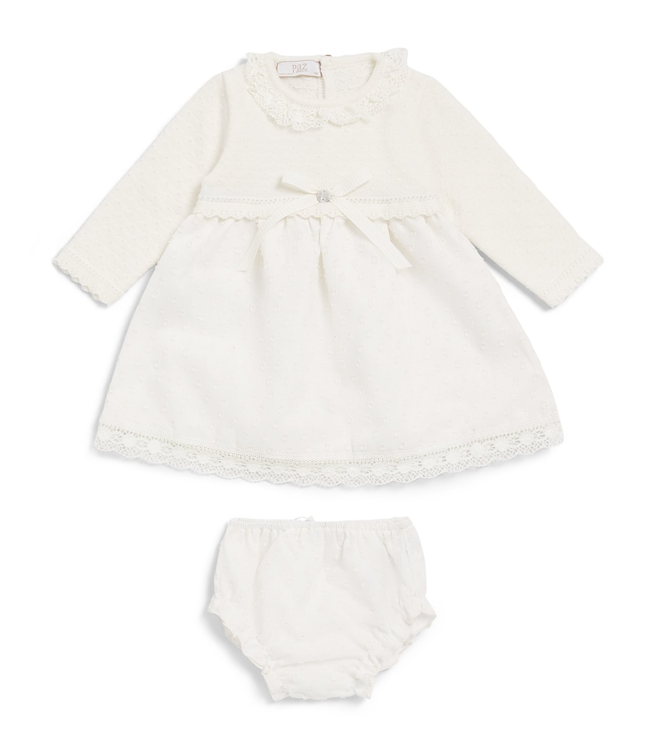 Paz Rodriguez Cotton Knitted Dress and Bloomers Set (1-24 Months) Cream/cream Image 1