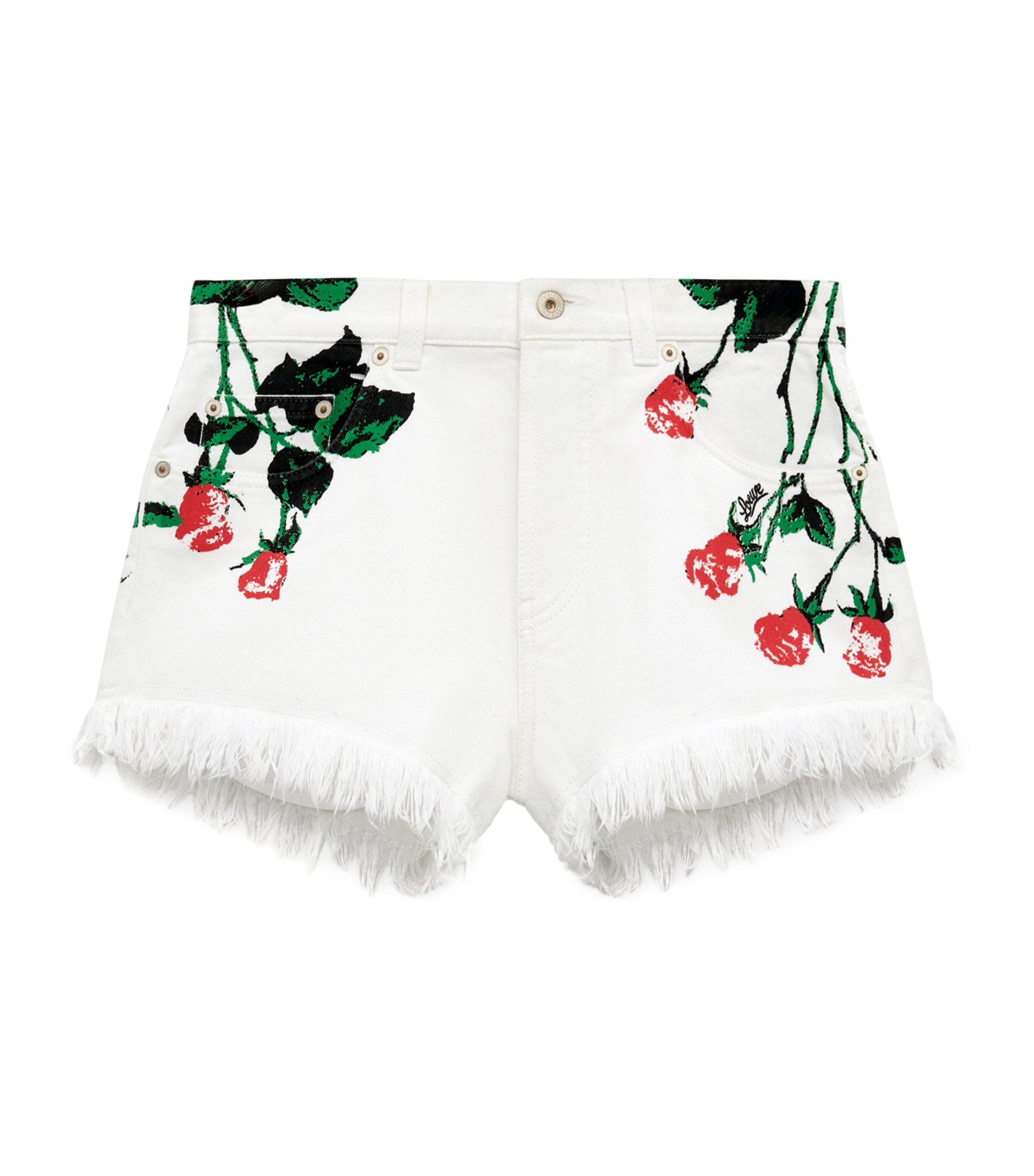 LOEWE Womens x Paula's Ibiza Floral Denim Shorts White Image 1