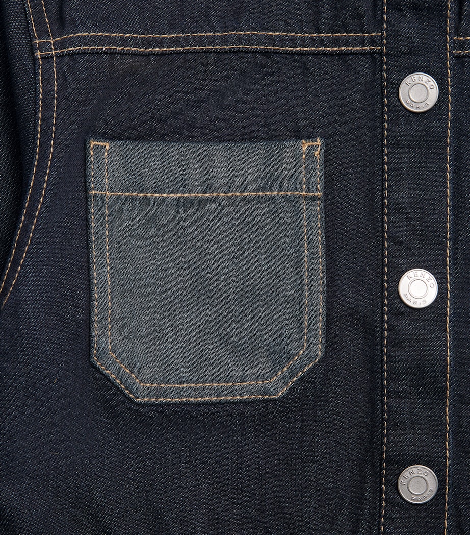 Kenzo Kids Cotton Contrast Denim Shirt (2-14 Years) Raw Denim Image 2