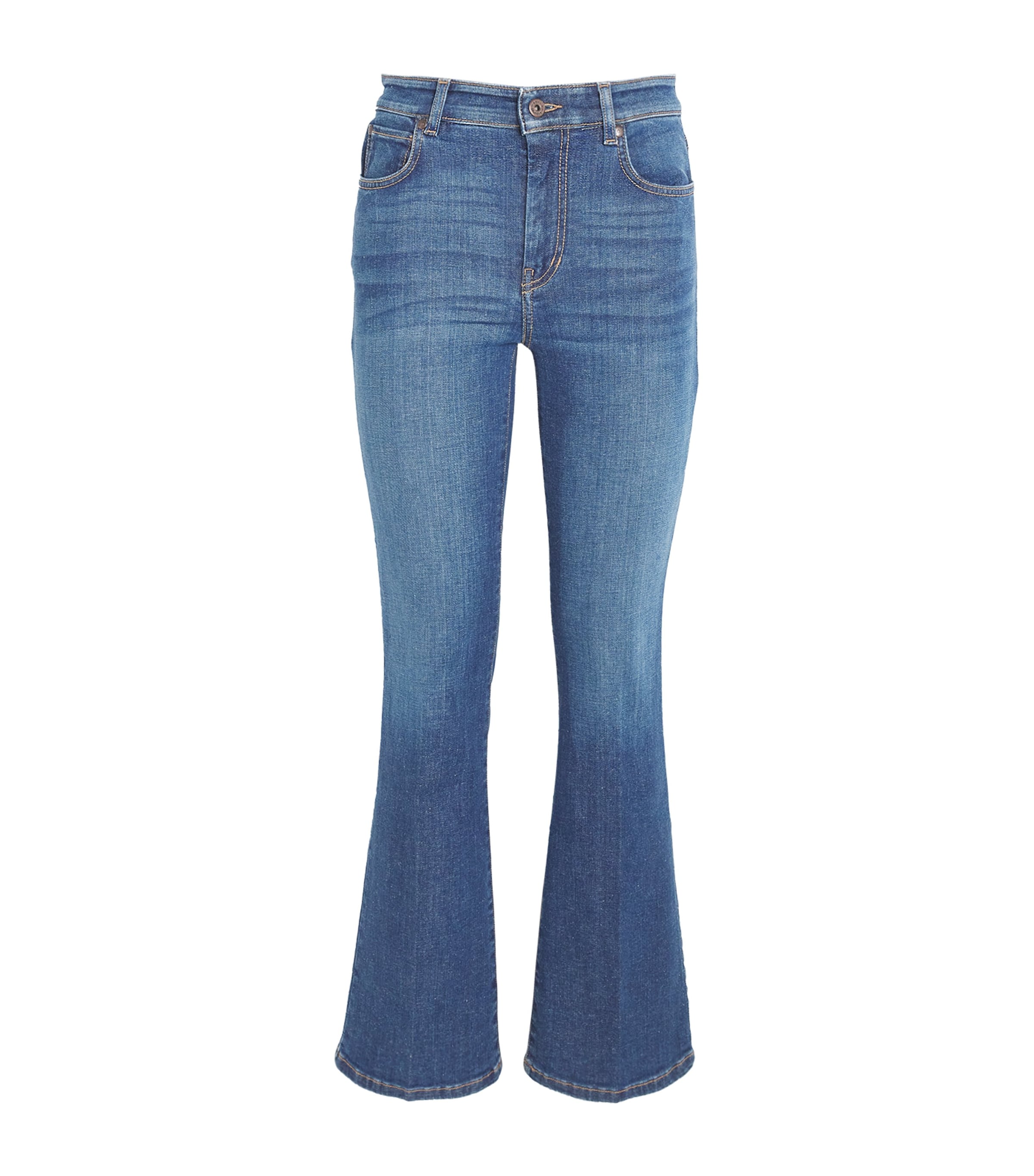 Shop Weekend Max Mara Cropped Flared Jeans In Blue