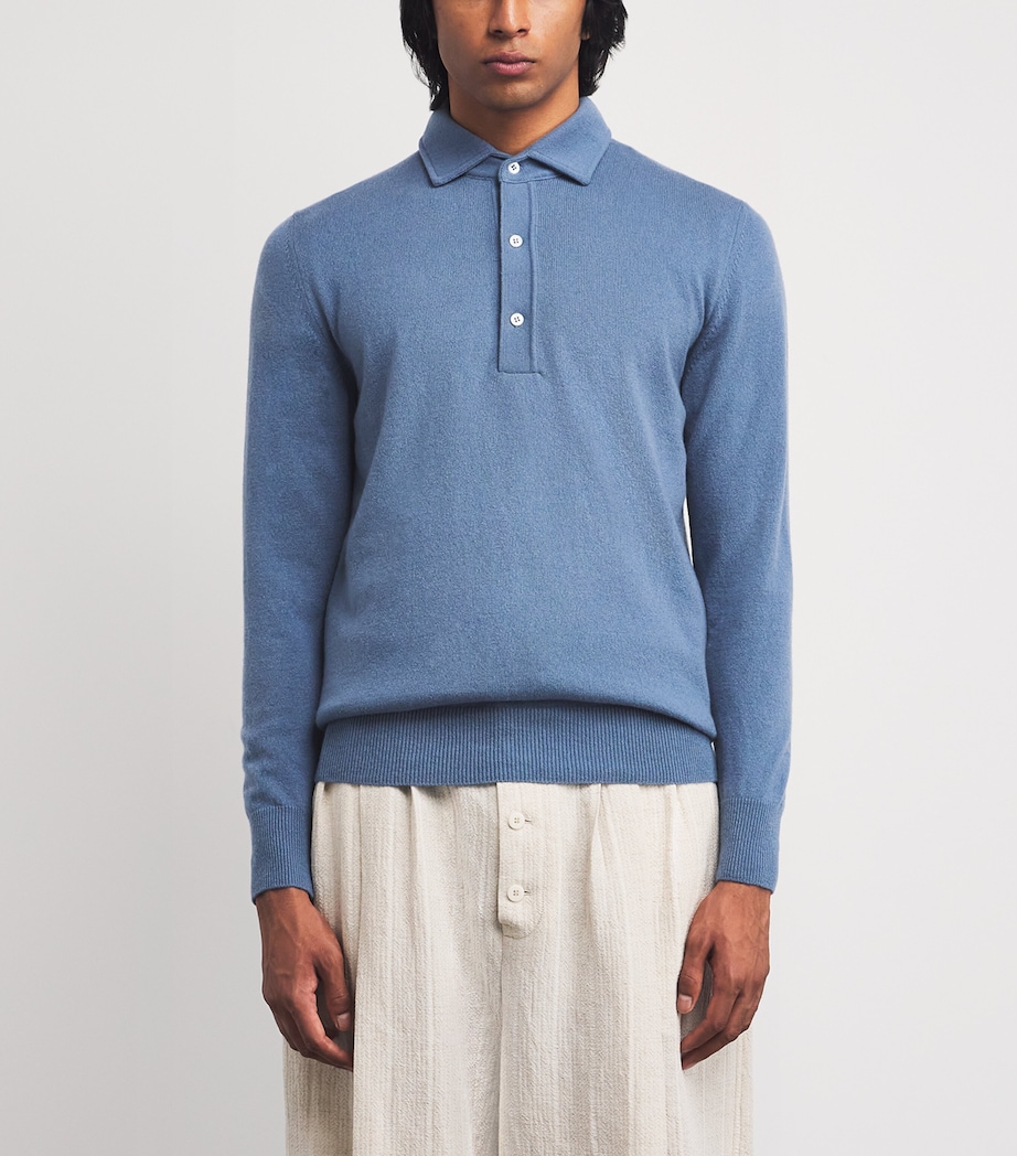 Cashmere Long-Sleeve Polo Shirt 820 Image 3