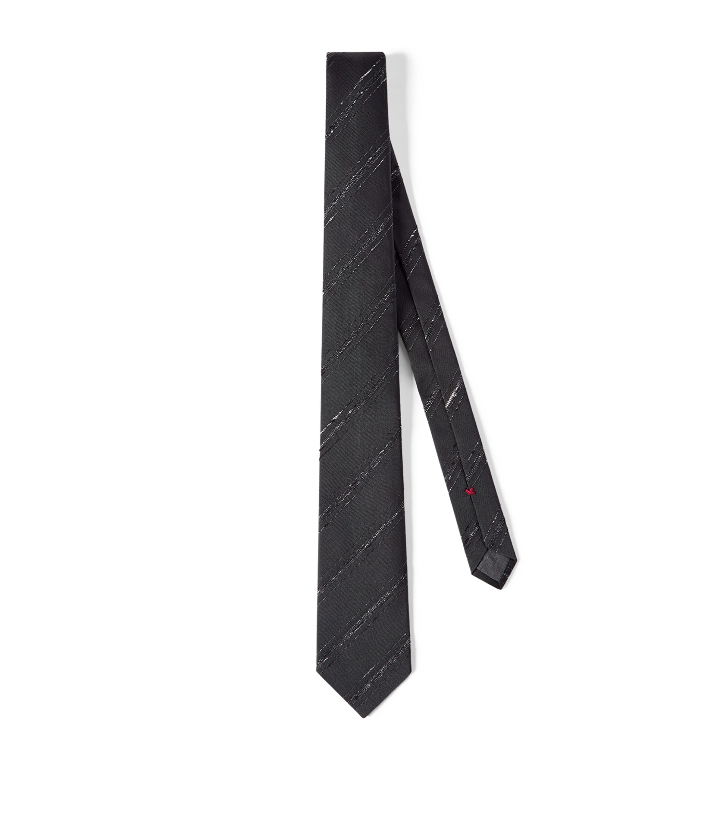 Brunello Cucinelli Silk-Cotton Stripe Tie Image 1