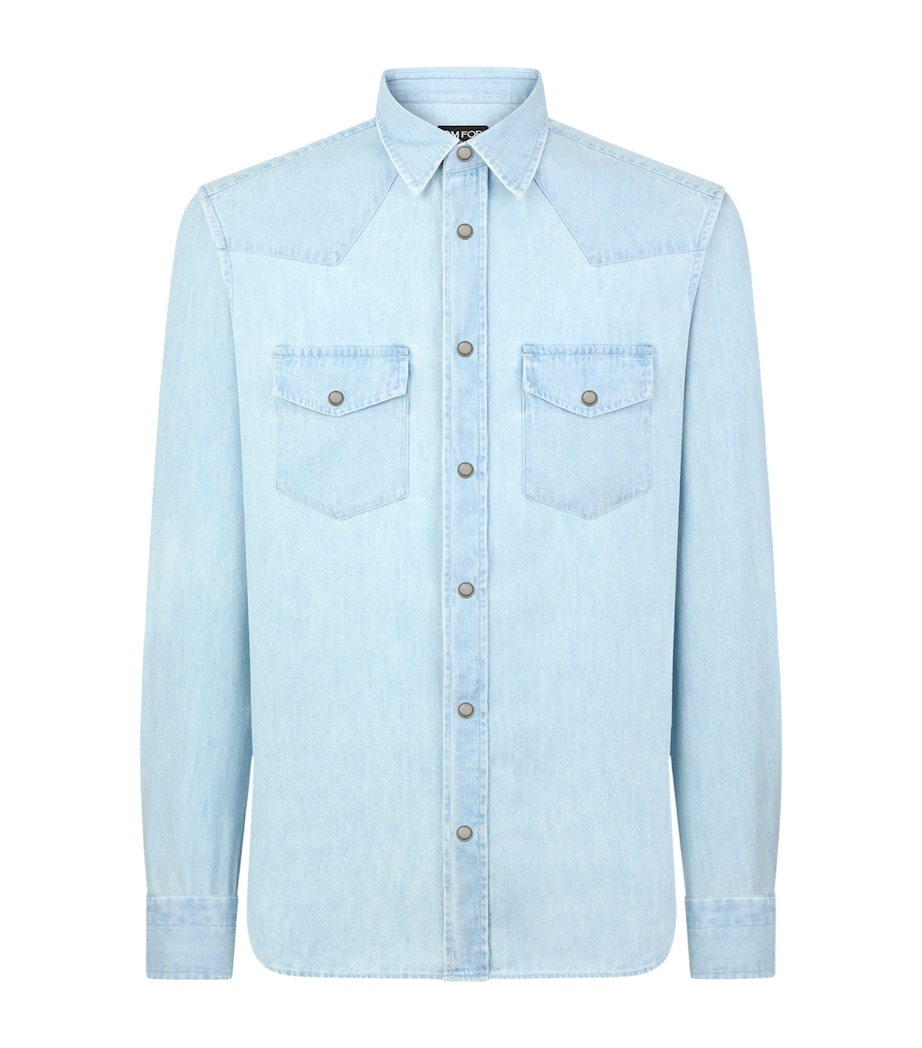 TOM FORD Mens Denim Western Slim Shirt Uan Image 1