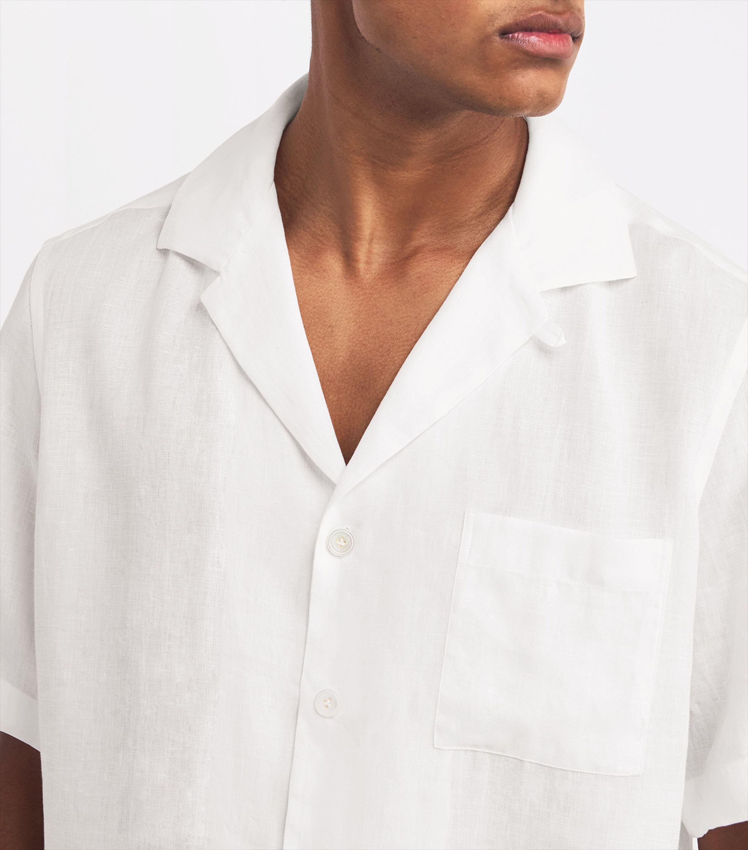 Lardini White Linen Notched-Collar Shirt | Harrods US