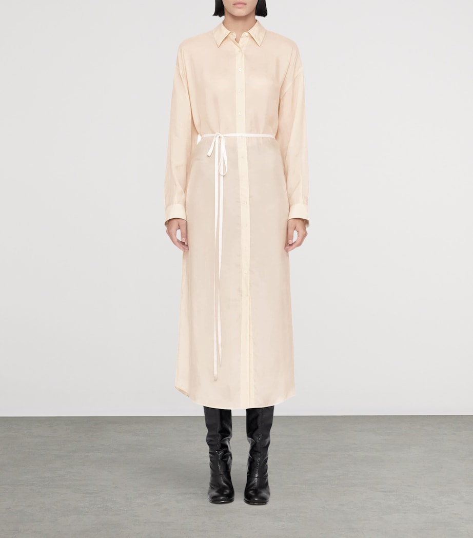 AllSaints Womens Oversized Yurra Shirt Dress Ecru White Image 2