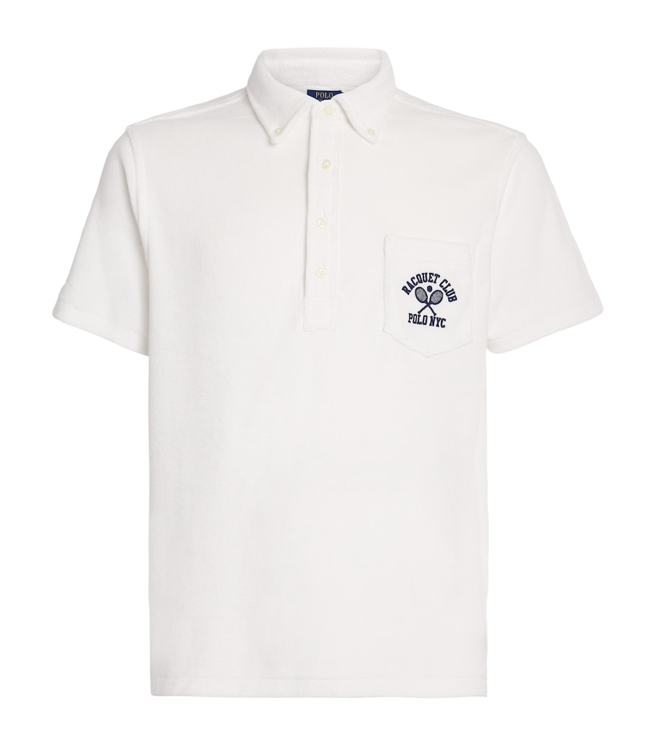 Towelling Polo Shirt WHITE Image 1