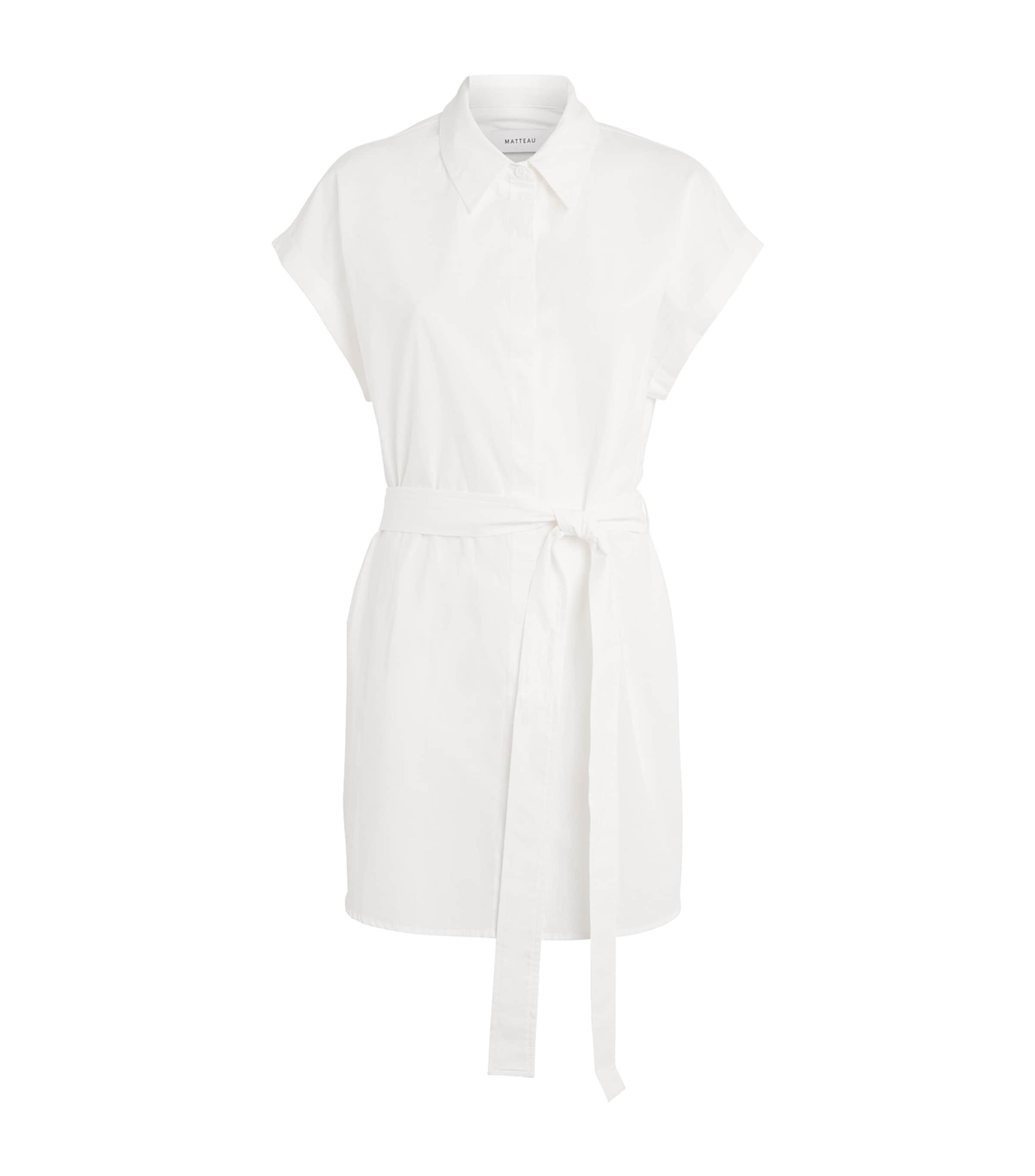 Matteau Organic Cotton Tie-waist Mini Dress In White