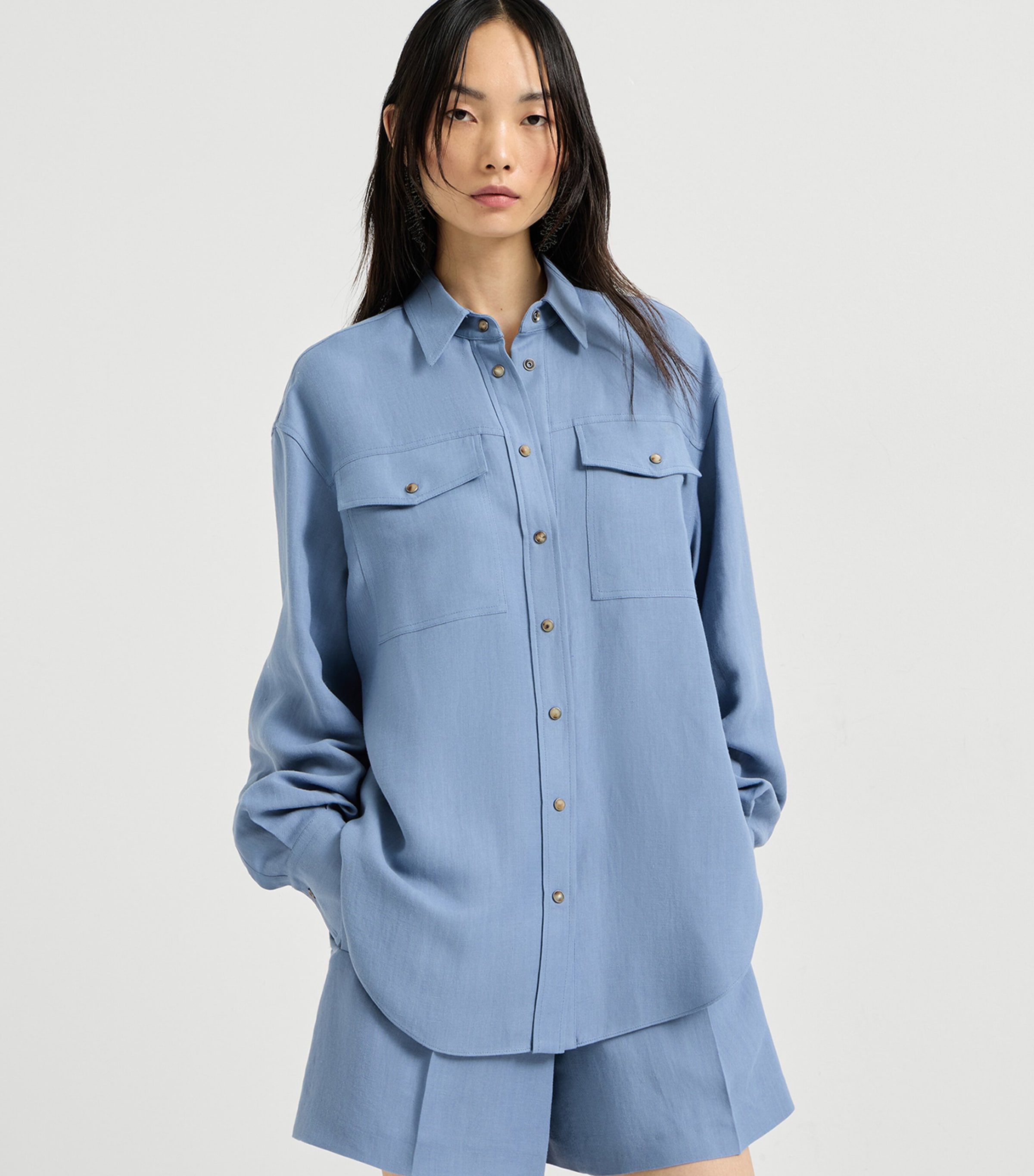なお　Brunello Cucinelli モニーレポケットシャツ Brunello Cucinelli Monili-Pocket Poplin Shirt | Sendegaro AE