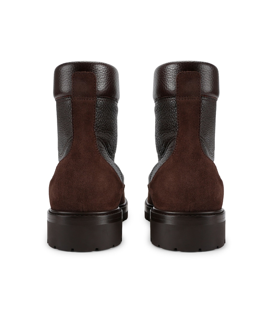 Brunello Cucinelli Leather Lace-Up Ankle Boots Dark Brown Image 2