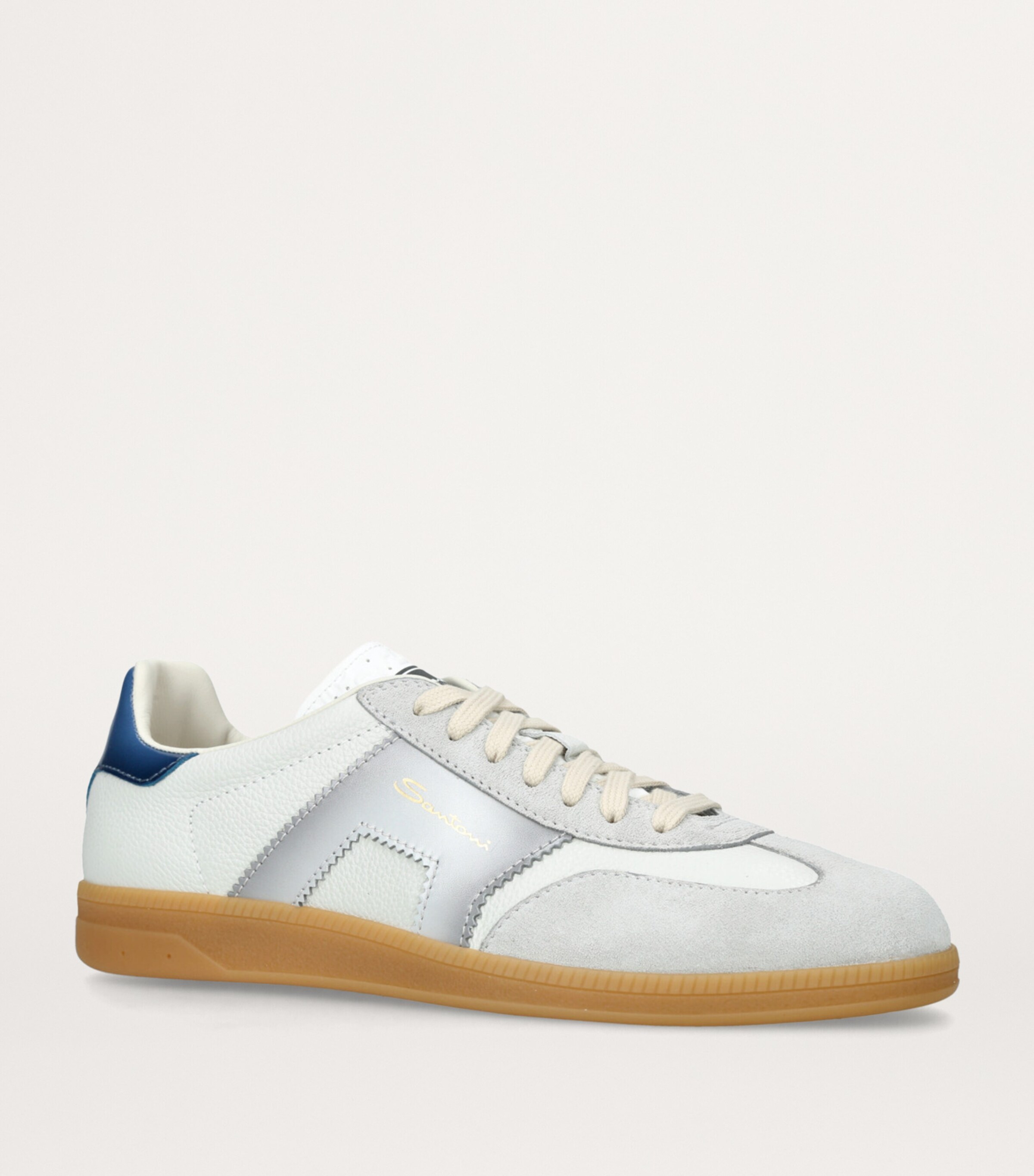 Leather Double Buckle Olympic Sneakers WHITE/NAVY Image 3