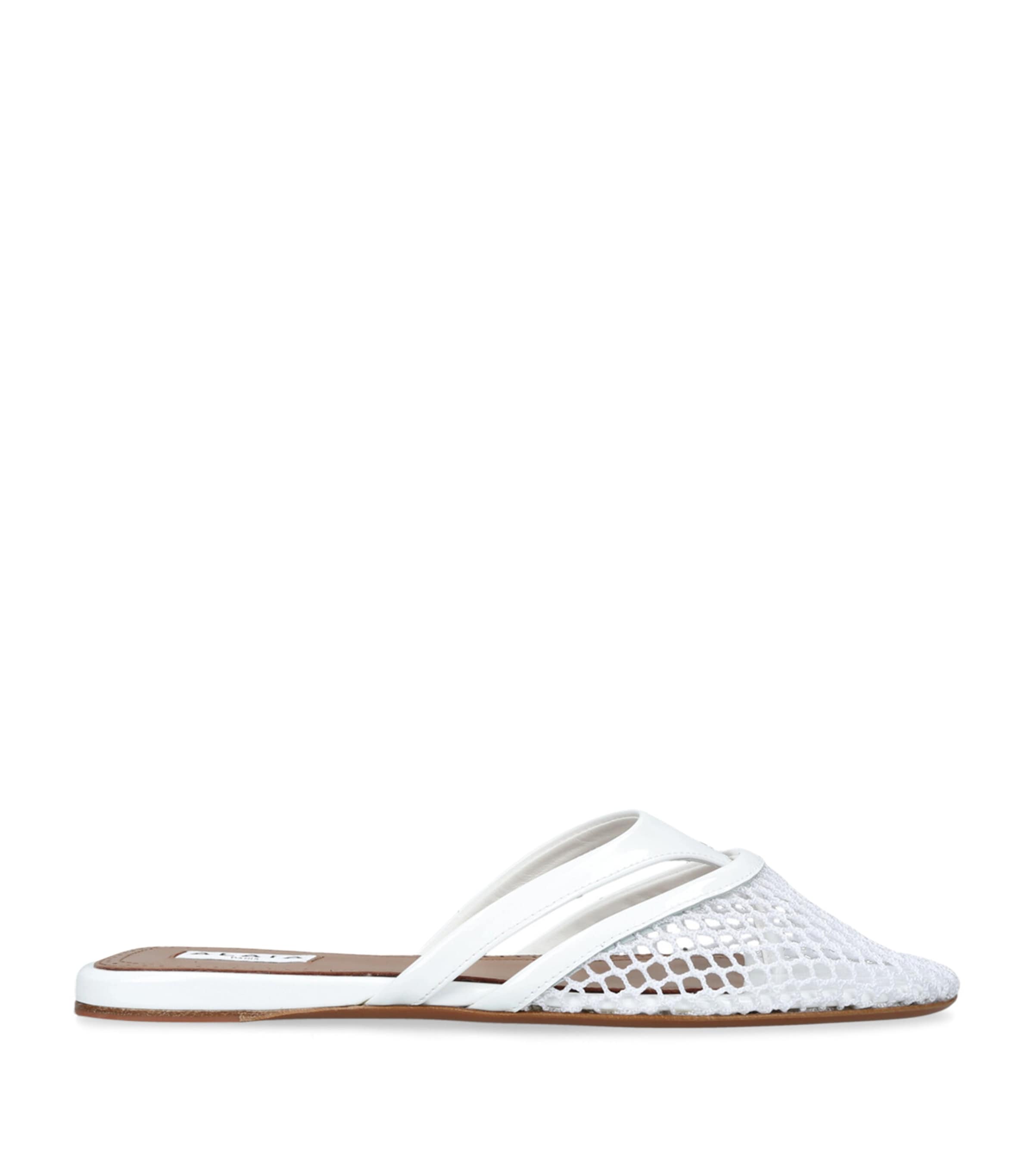 Alaïa Infradito Fishnet Flat Mules | Women Shoes | Flats | Mules | Flat Mules | Designers | Alaïa