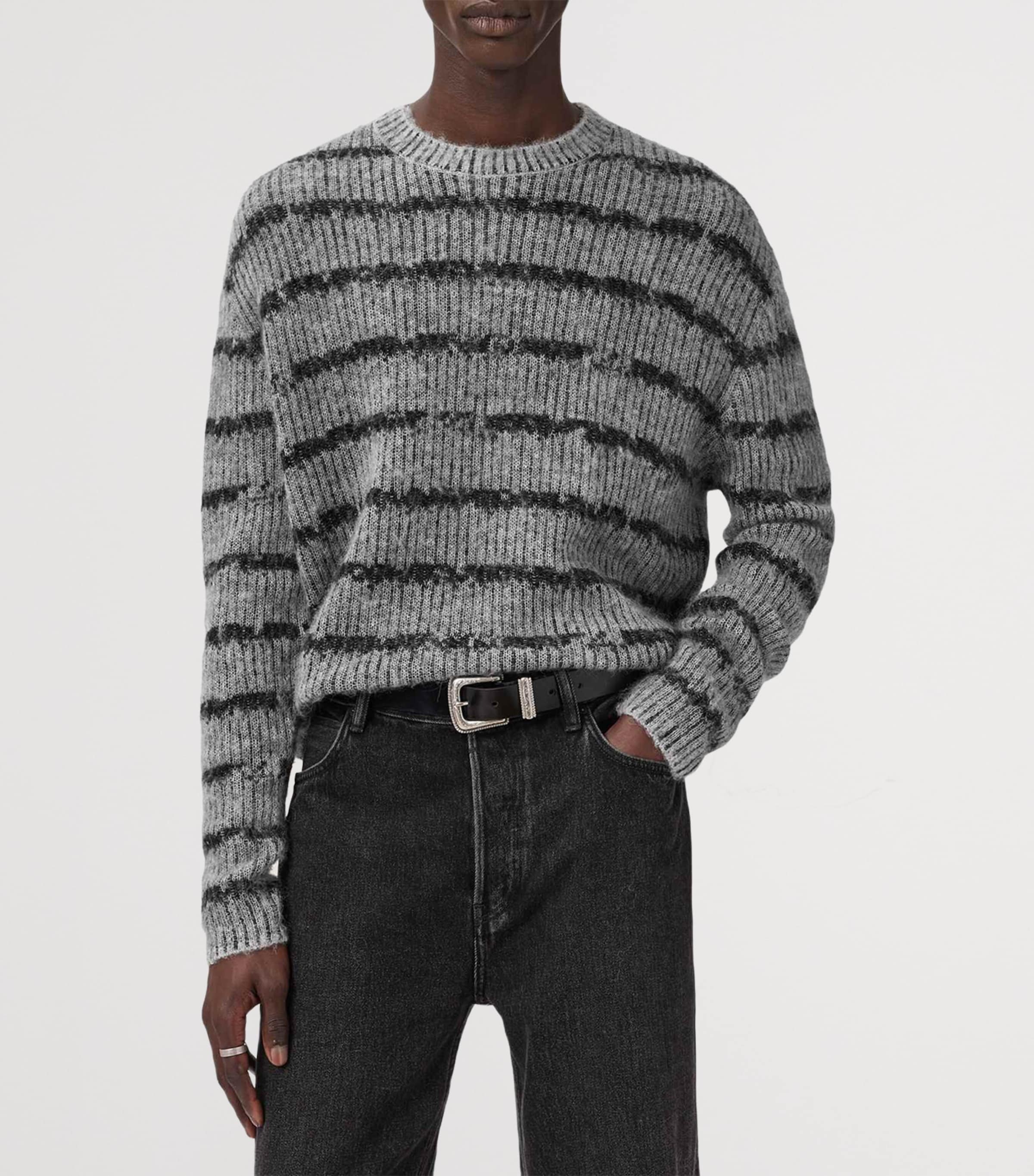 Stripe Dissolved Sweater GREY/BLACK Image 4